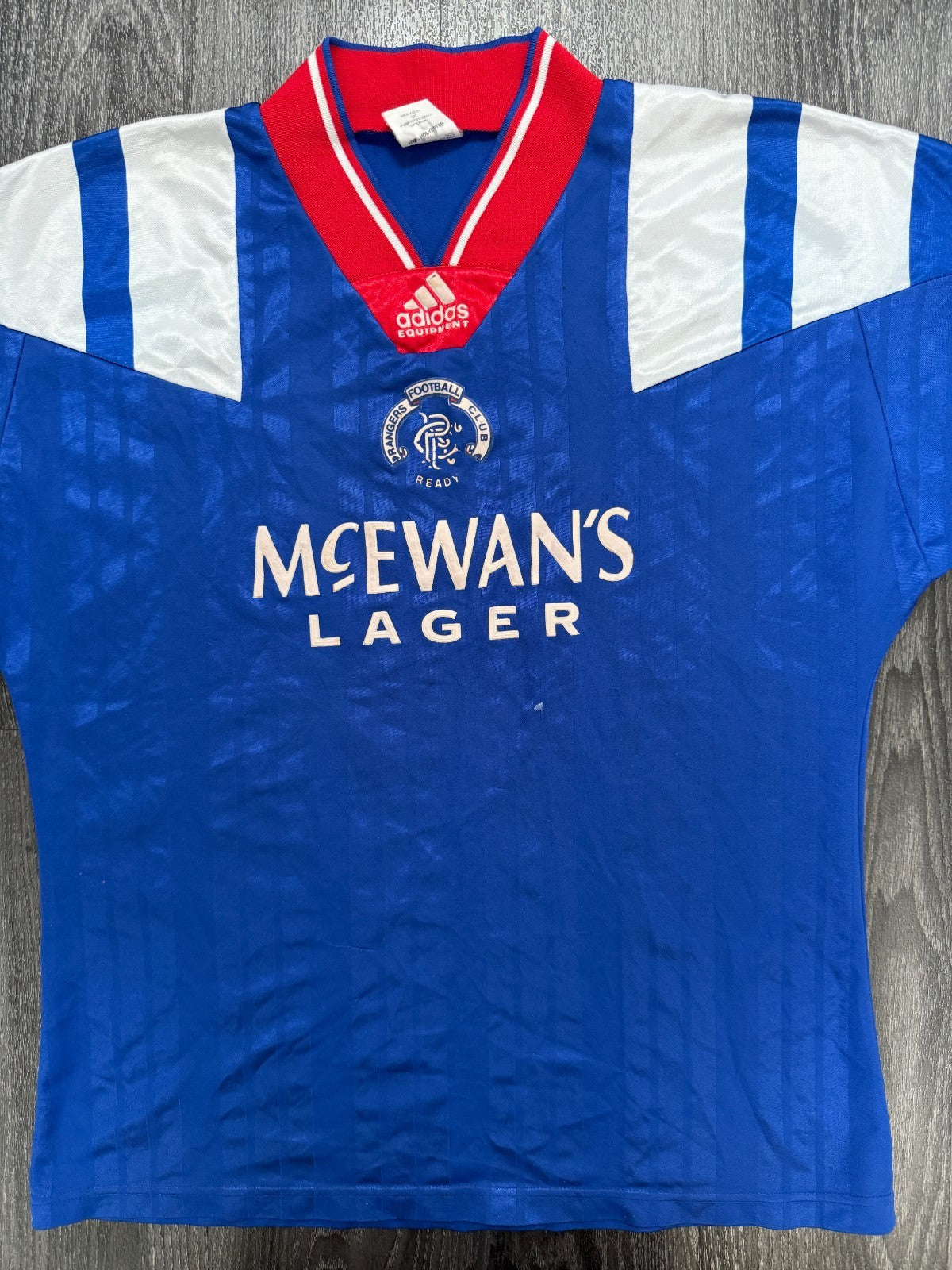 Original Authentic Adidas Rangers 1992/1993 Home Shirt Mens Large0