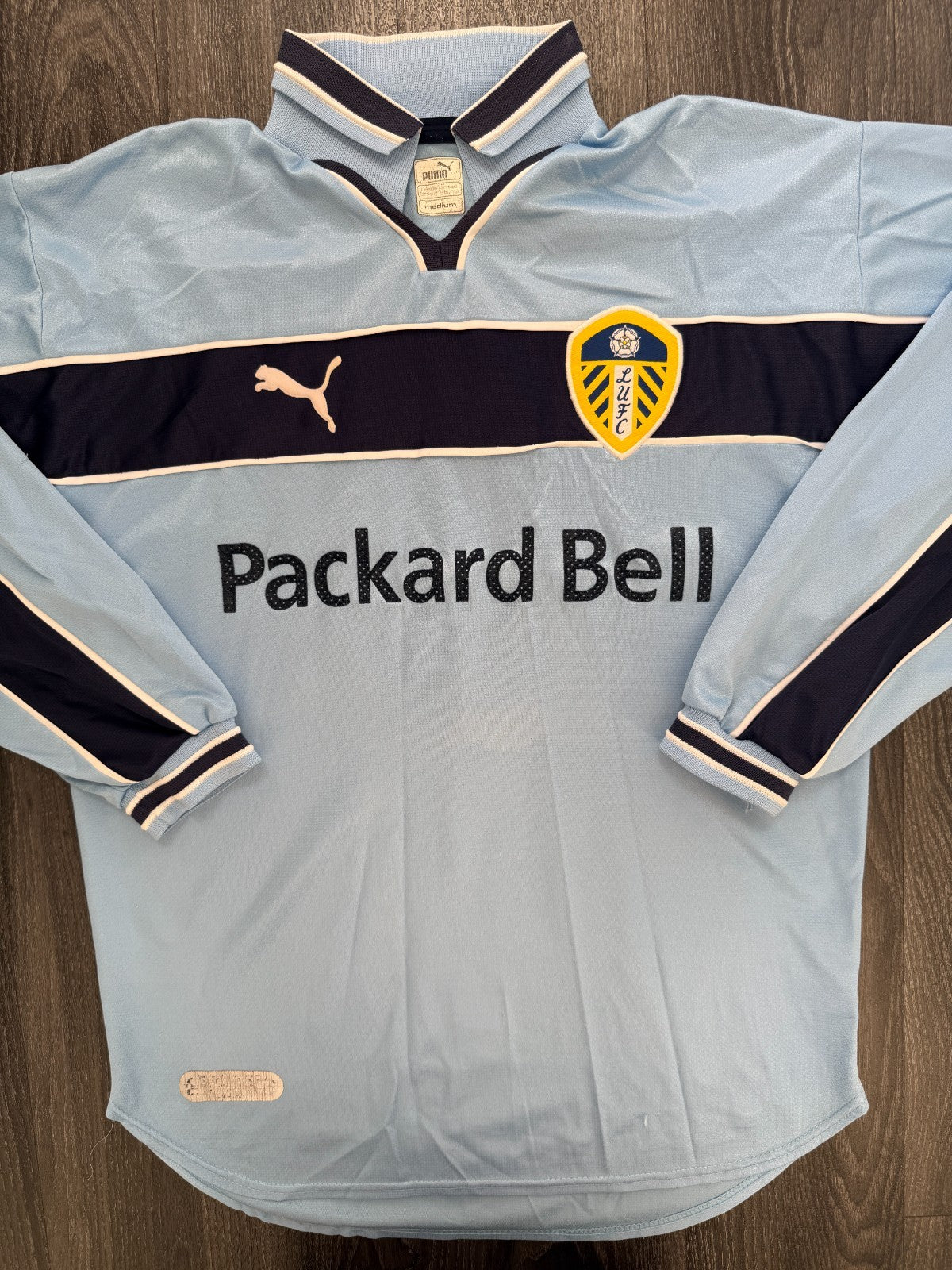 Original PUMA Leeds United 1999/2000 Long Sleeve Away Shirt WOODGATE 6 Mens M3