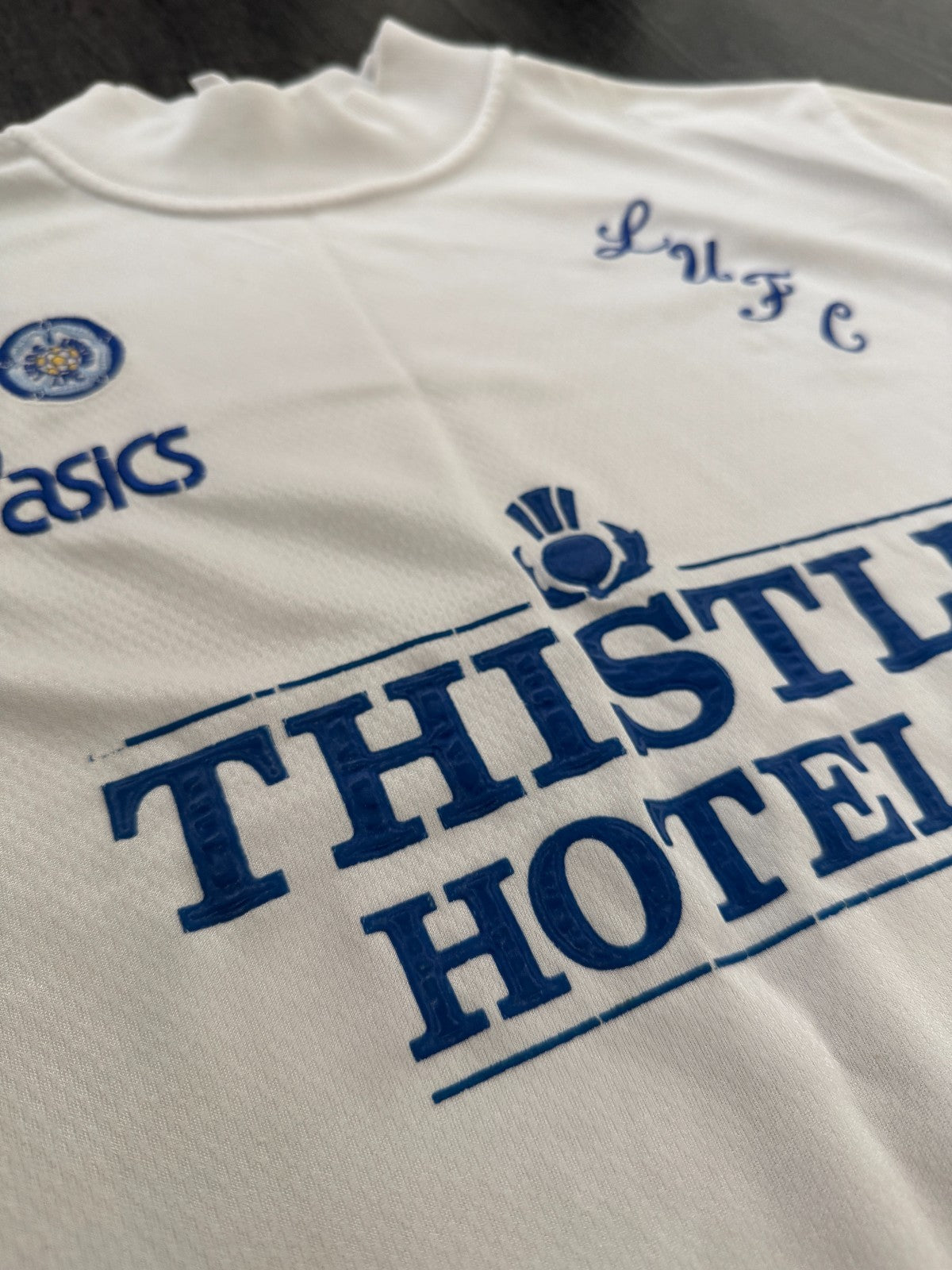 Original Authentic ASICS Leeds United 1995/1996 Home Shirt Mens Large3