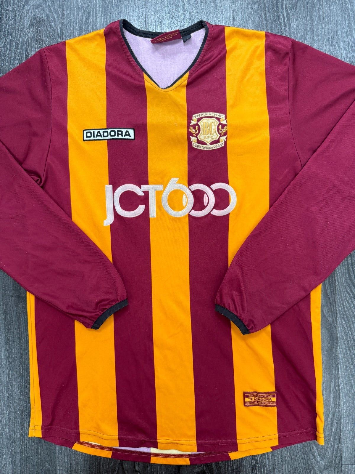 Original Diadora Bradford City 2003/2004 Long Sleeve Home Shirt Mens Small0