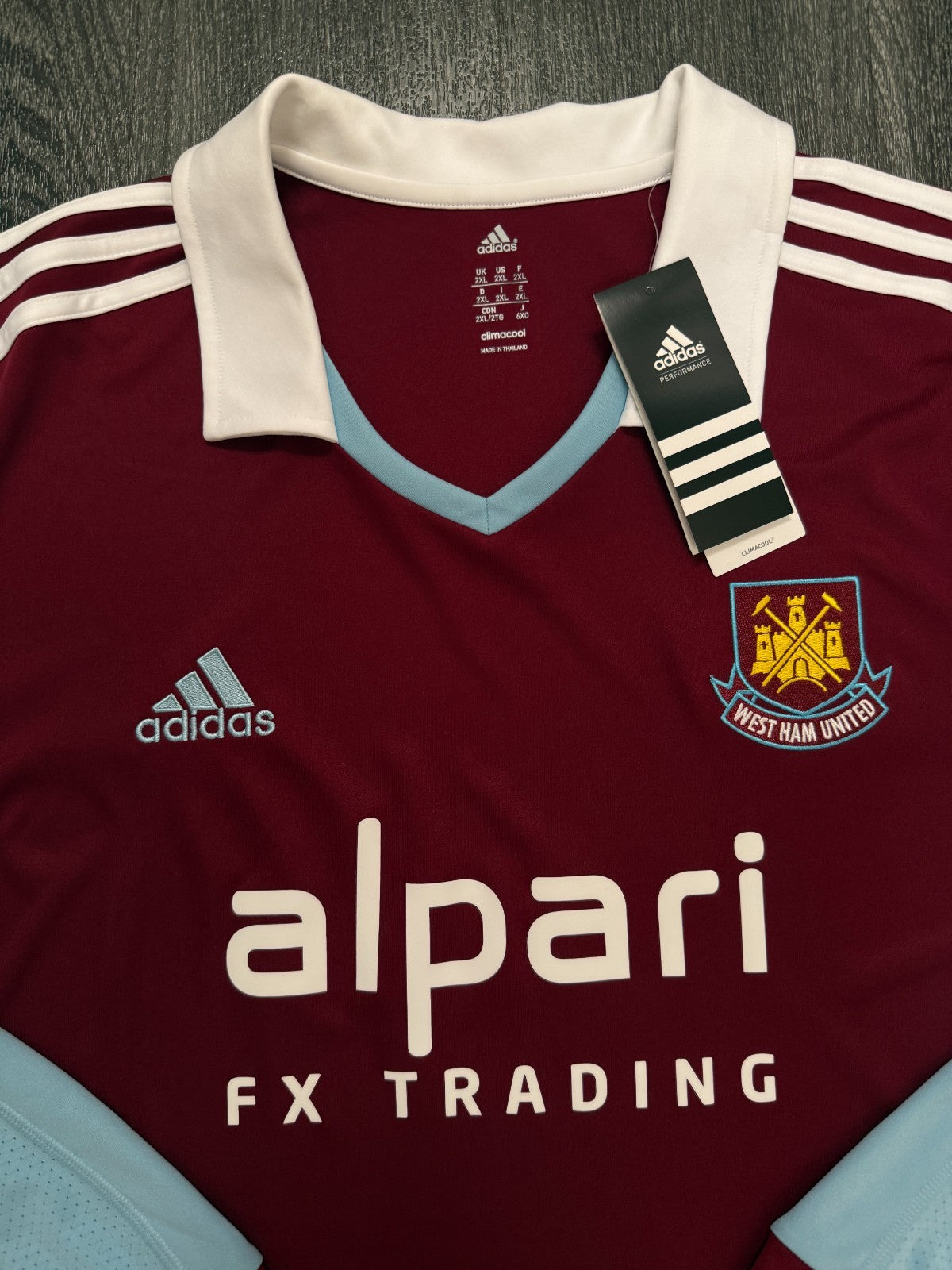 BNWT Original Adidas West Ham United 2013/2014 Long Sleeve Home Shirt Mens XXL1
