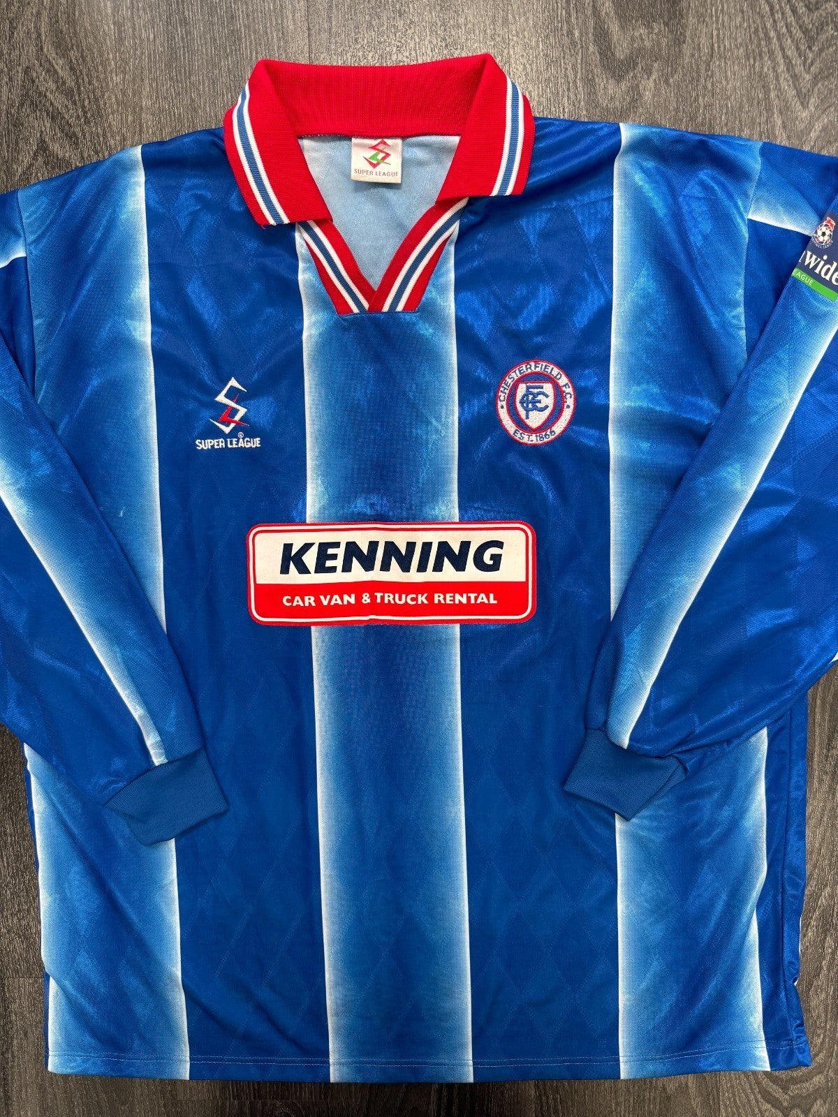 MATCHWORN Chesterfield 1998/1999 Long Sleeve Home Shirt REEVES 9 Mens XXL 2XL0