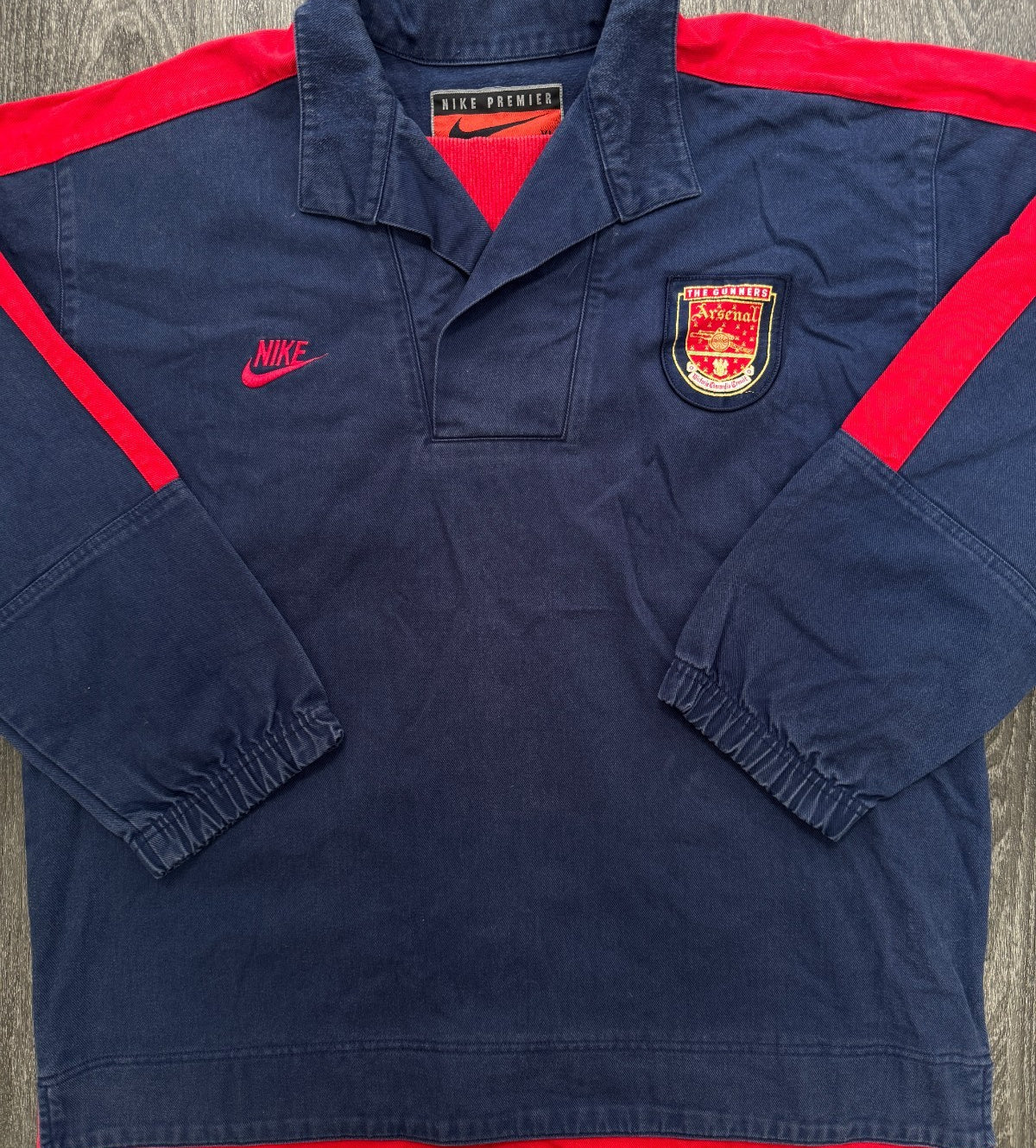 Original Authentic Nike Arsenal 1995/1996 Denim Drill Top Jacket Mens XL0