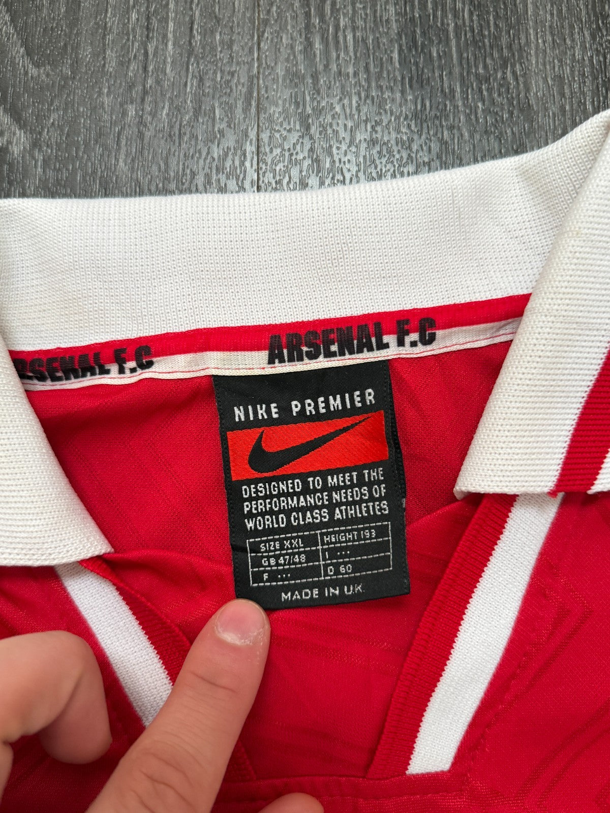 Original Nike Arsenal 1996/1997 Long Sleeve Home Shirt Mens XXL 2XL2