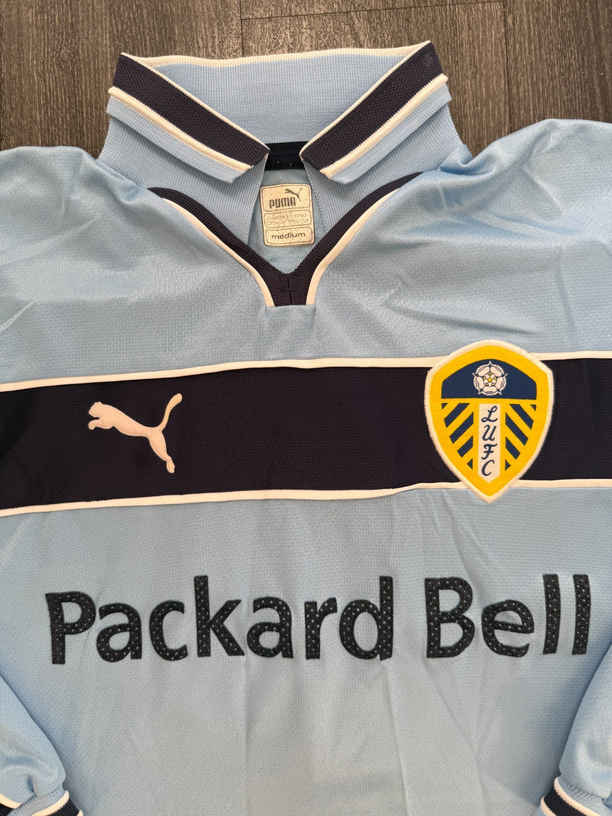 Original PUMA Leeds United 1999/2000 Long Sleeve Away Shirt WOODGATE 6 Mens M2