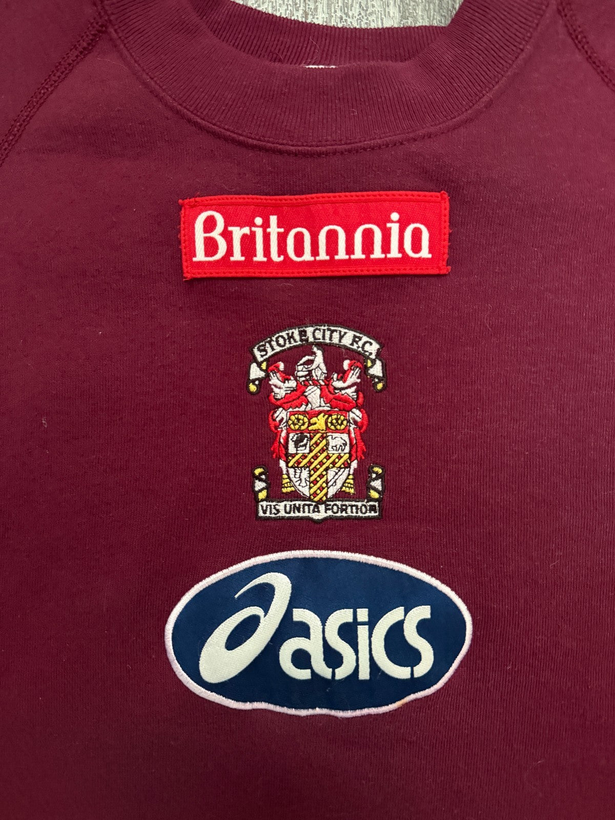 Original Asics Stoke City 1990s Training Jumper Sweatshirt Mens Large L1