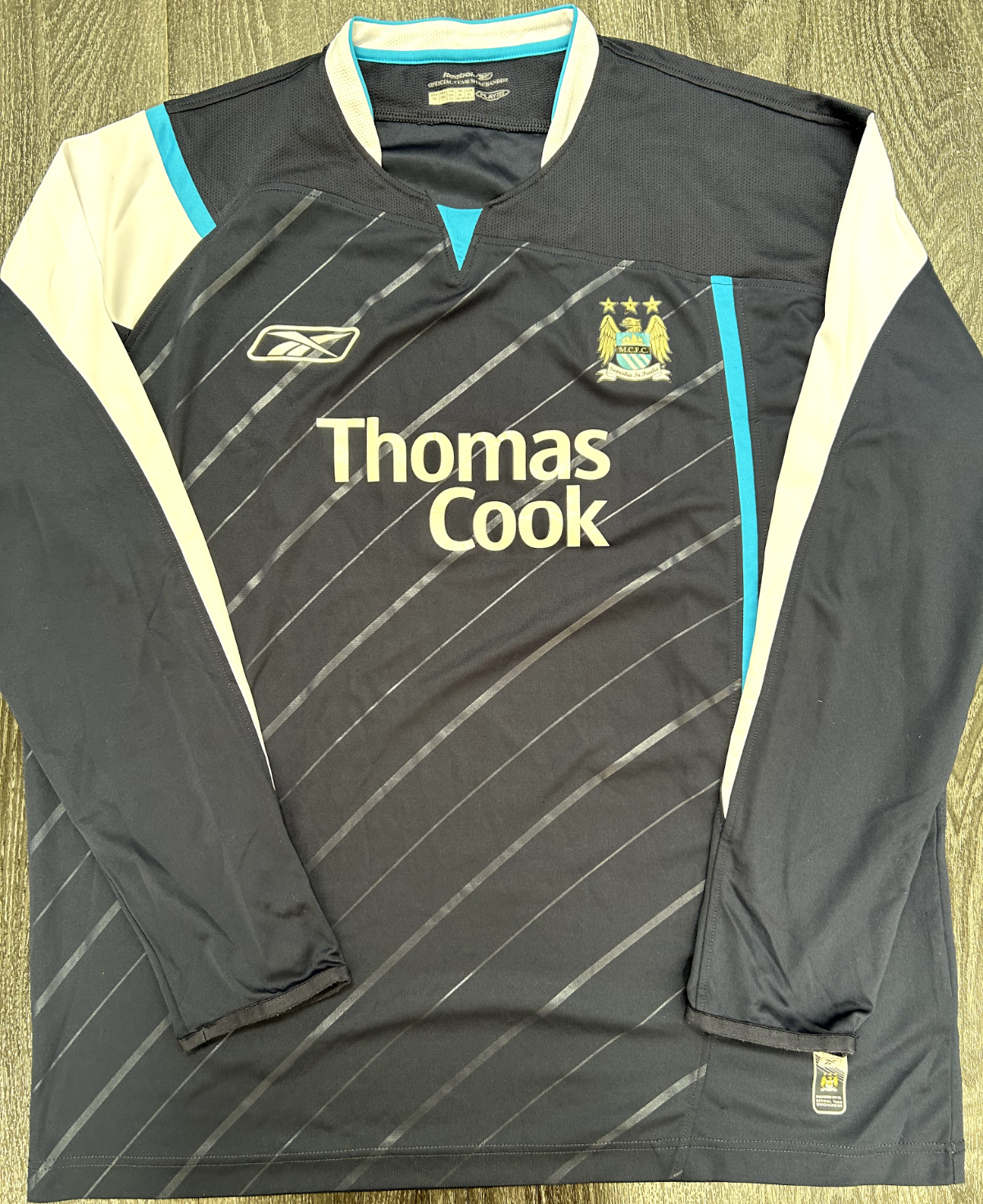 Authentic Reebok Manchester City 2005/2006 Away Shirt Long Sleeves Mens XXL 2XL0