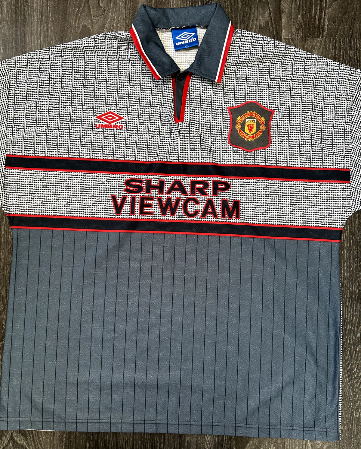 Original Authentic Umbro Manchester United 1995/1996 Away Shirt 2XL Mens0