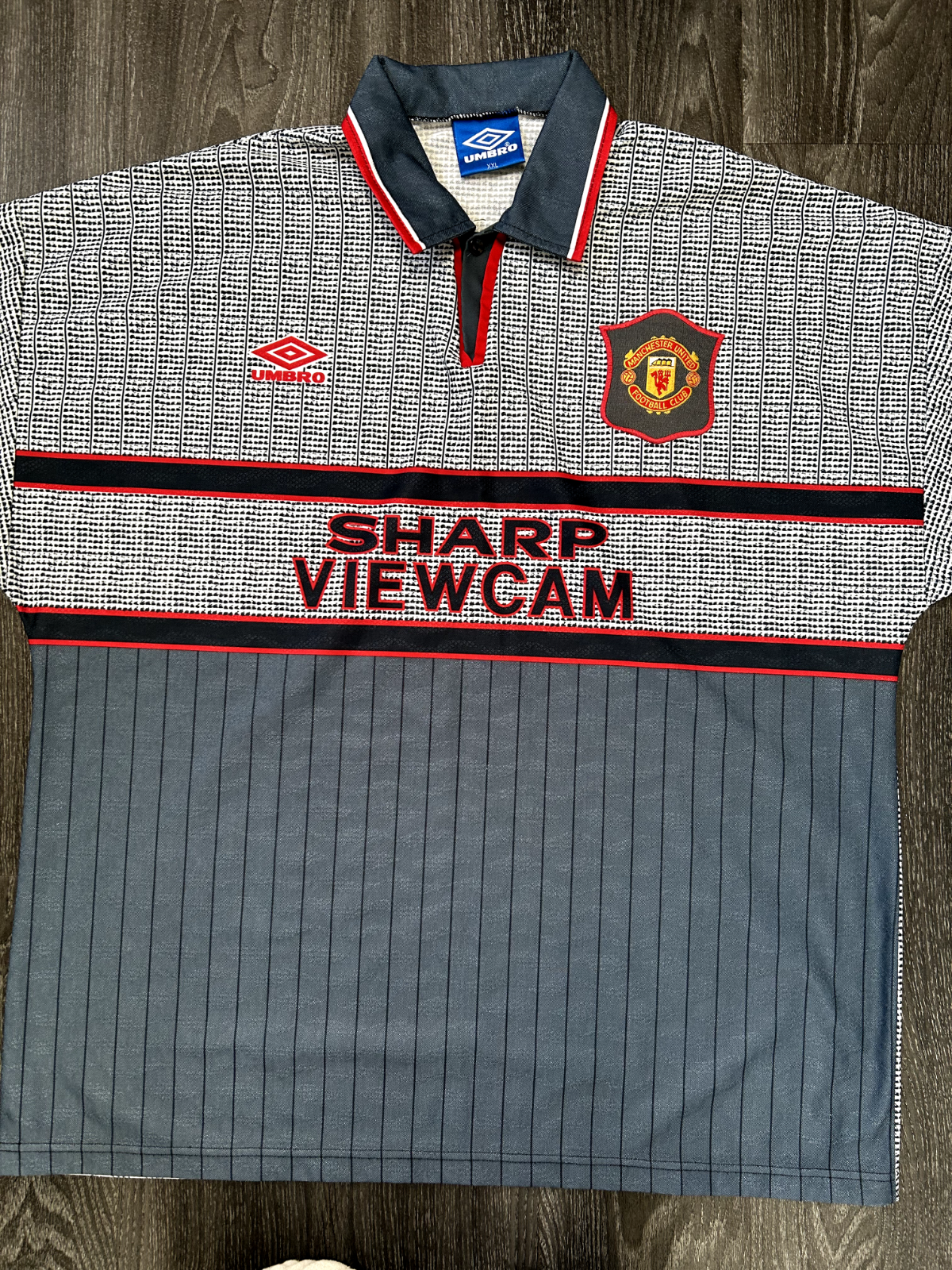 Original Authentic Umbro Manchester United 1995/1996 Away Shirt 2XL Mens0