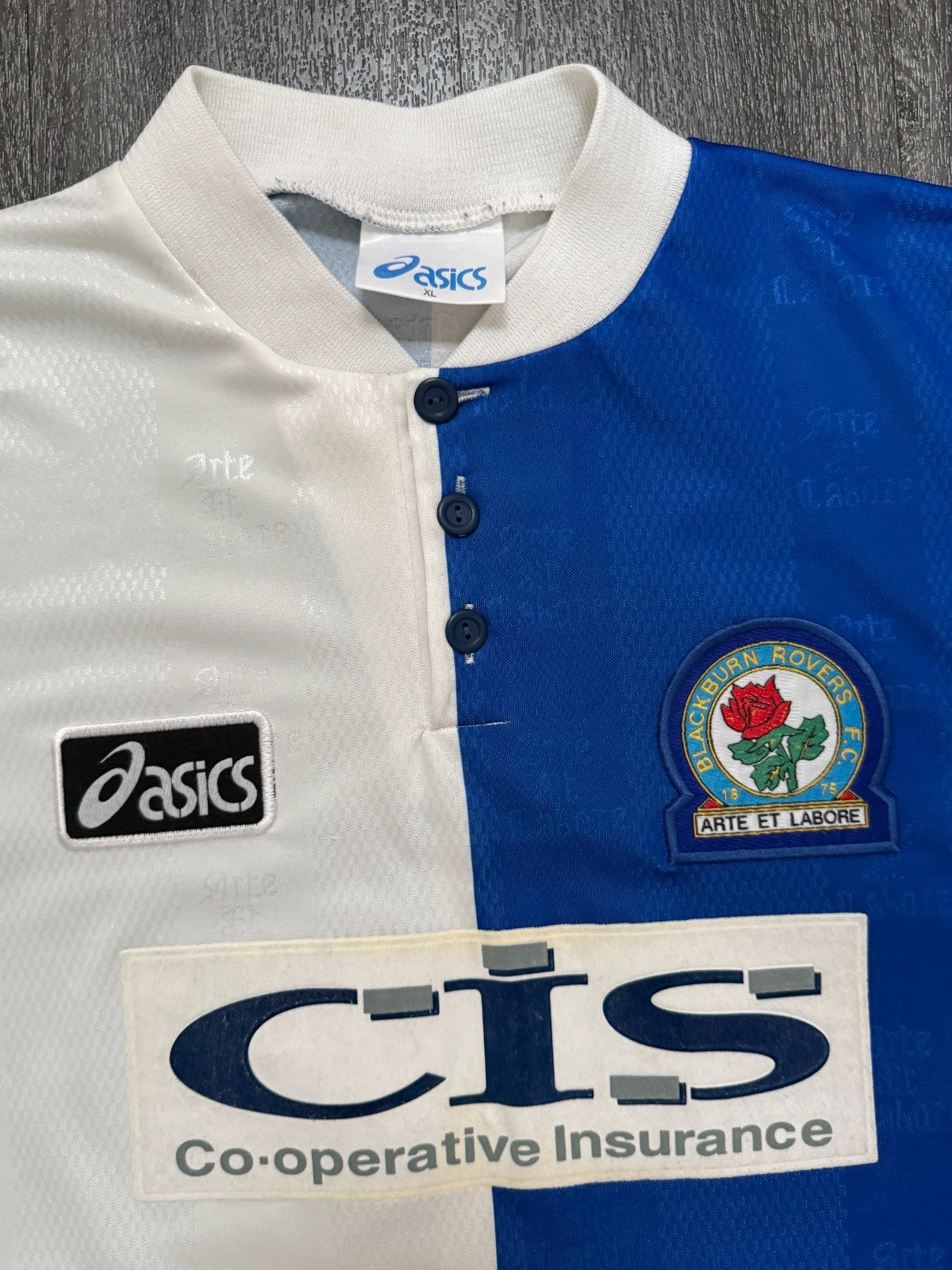 Original Asics Blackburn Rovers 1996/1997 Home Shirt Mens Extra Large XL1