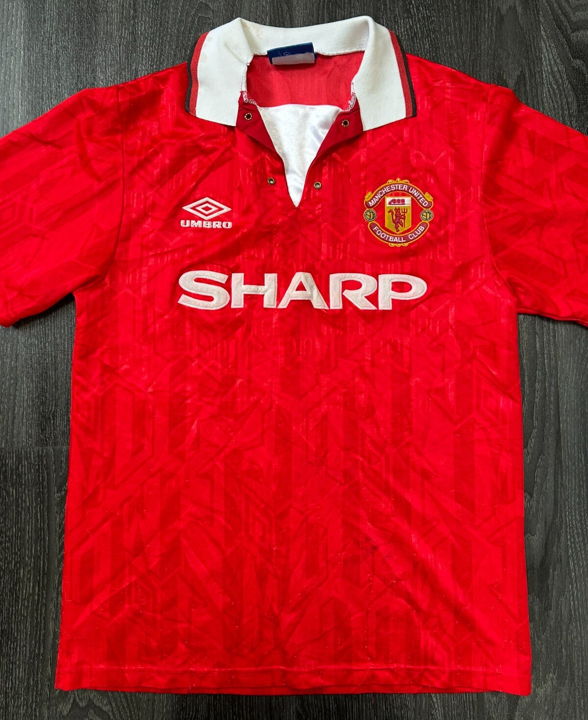 Original Authentic Umbro Manchester United 1992/1993 Home Shirt Mens Medium0