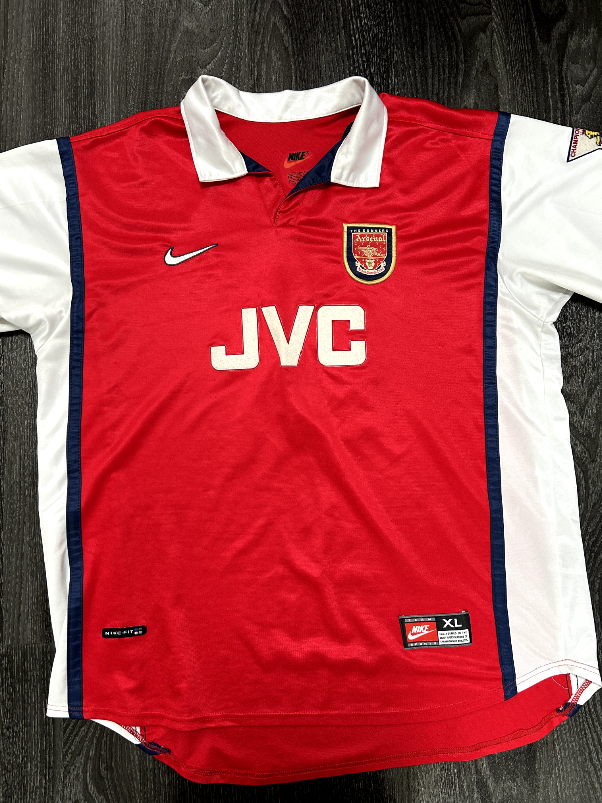 Original Authentic Nike Arsenal 1998/1999 Home Shirt Petit 17 Mens Extra Large1