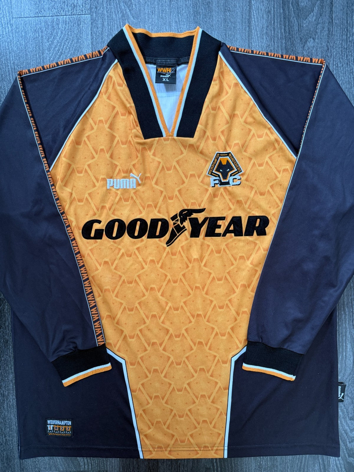 PUMA Wolverhampton Wanderers Wolves 1996/1997 Long Sleeve Home Shirt Mens XL0