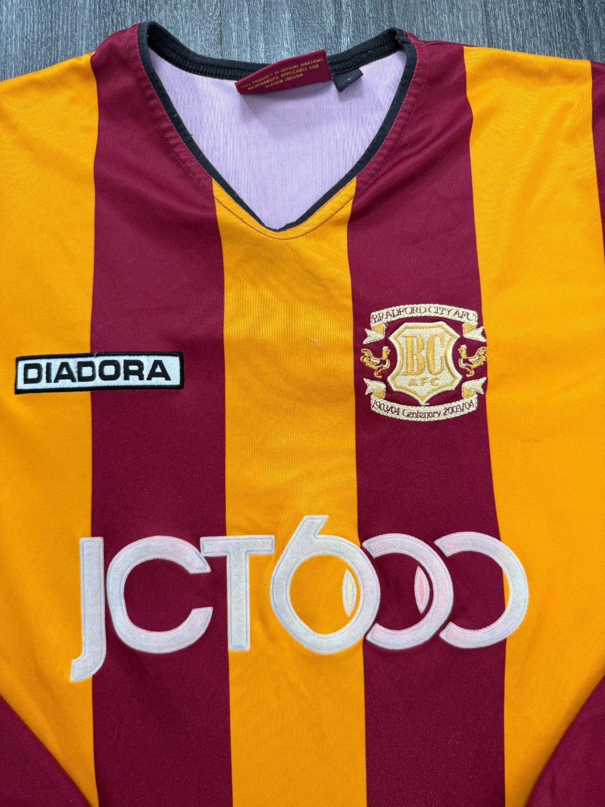 Original Diadora Bradford City 2003/2004 Long Sleeve Home Shirt Mens Small1