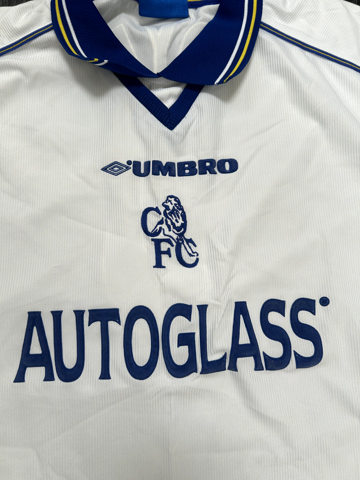 Original Authentic Umbro Chelsea 1998/1999 Away Shirt Poyet 8 Mens Extra Large2