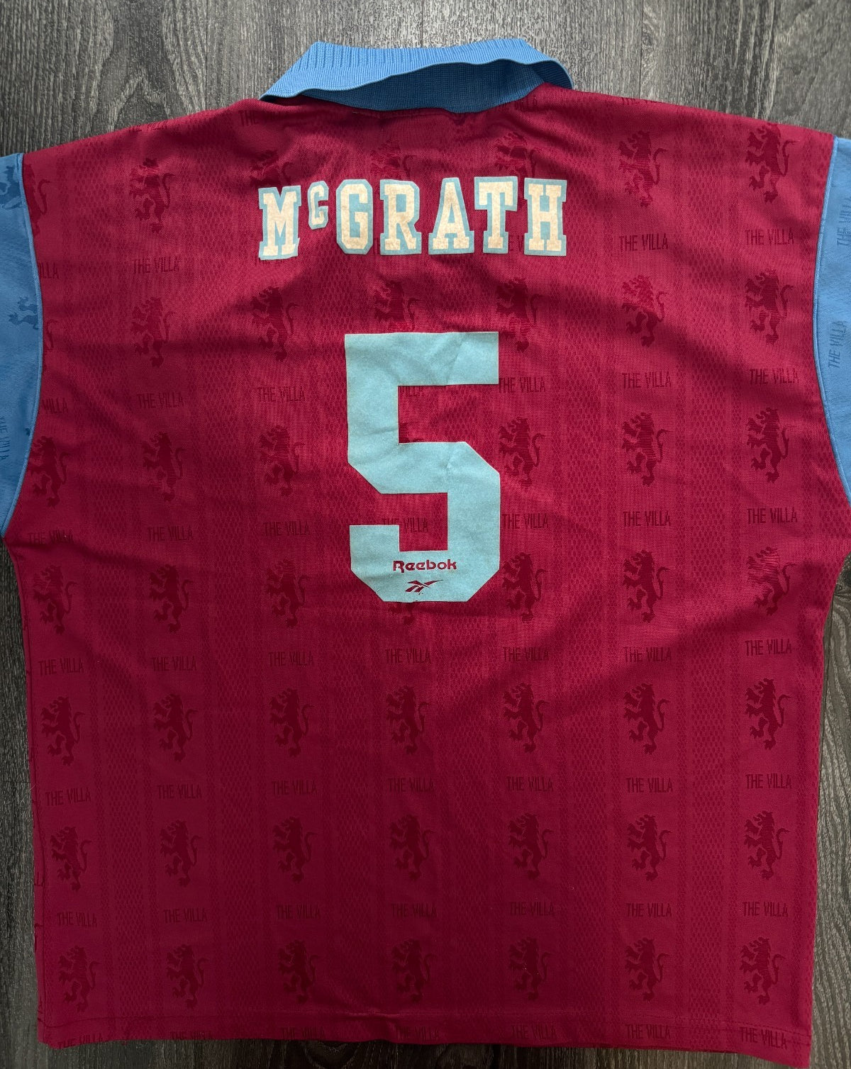 Original Reebok Aston Villa 1995/1996 Home Shirt McGRATH 5 Mens Large0