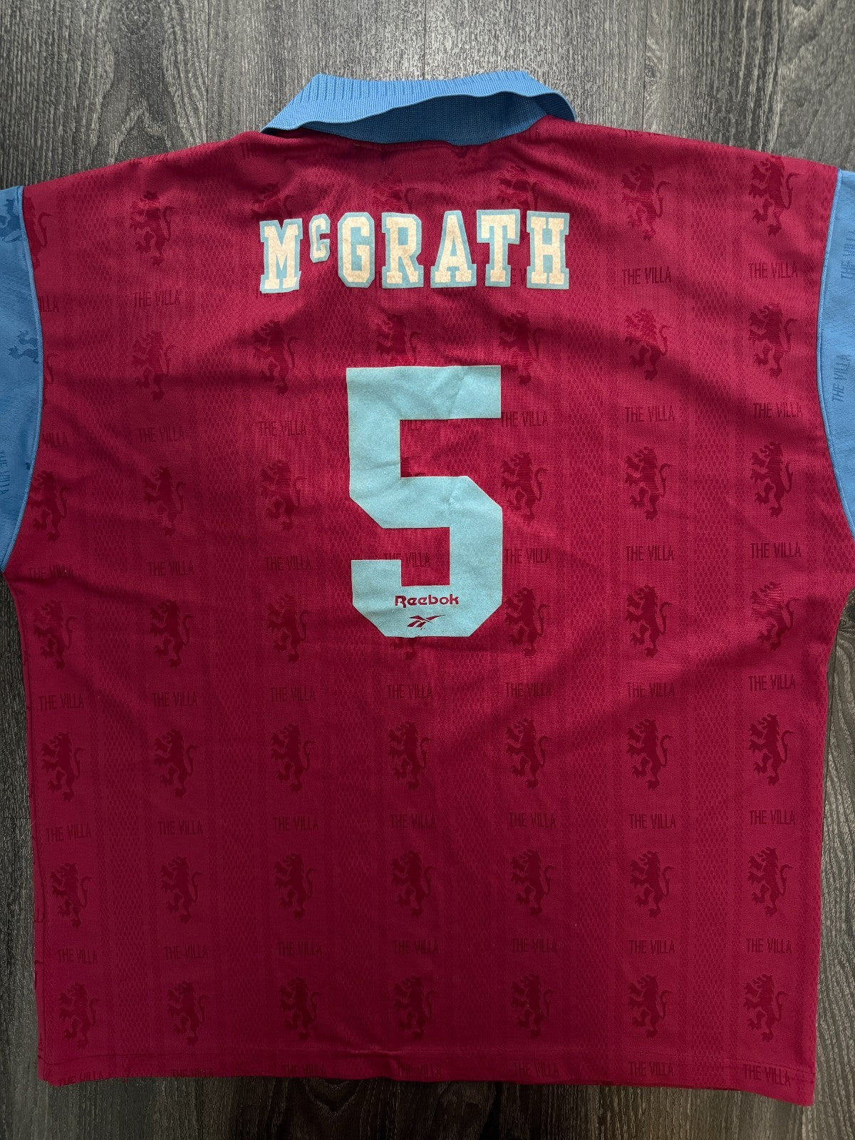 Original Reebok Aston Villa 1995/1996 Home Shirt McGRATH 5 Mens Large0