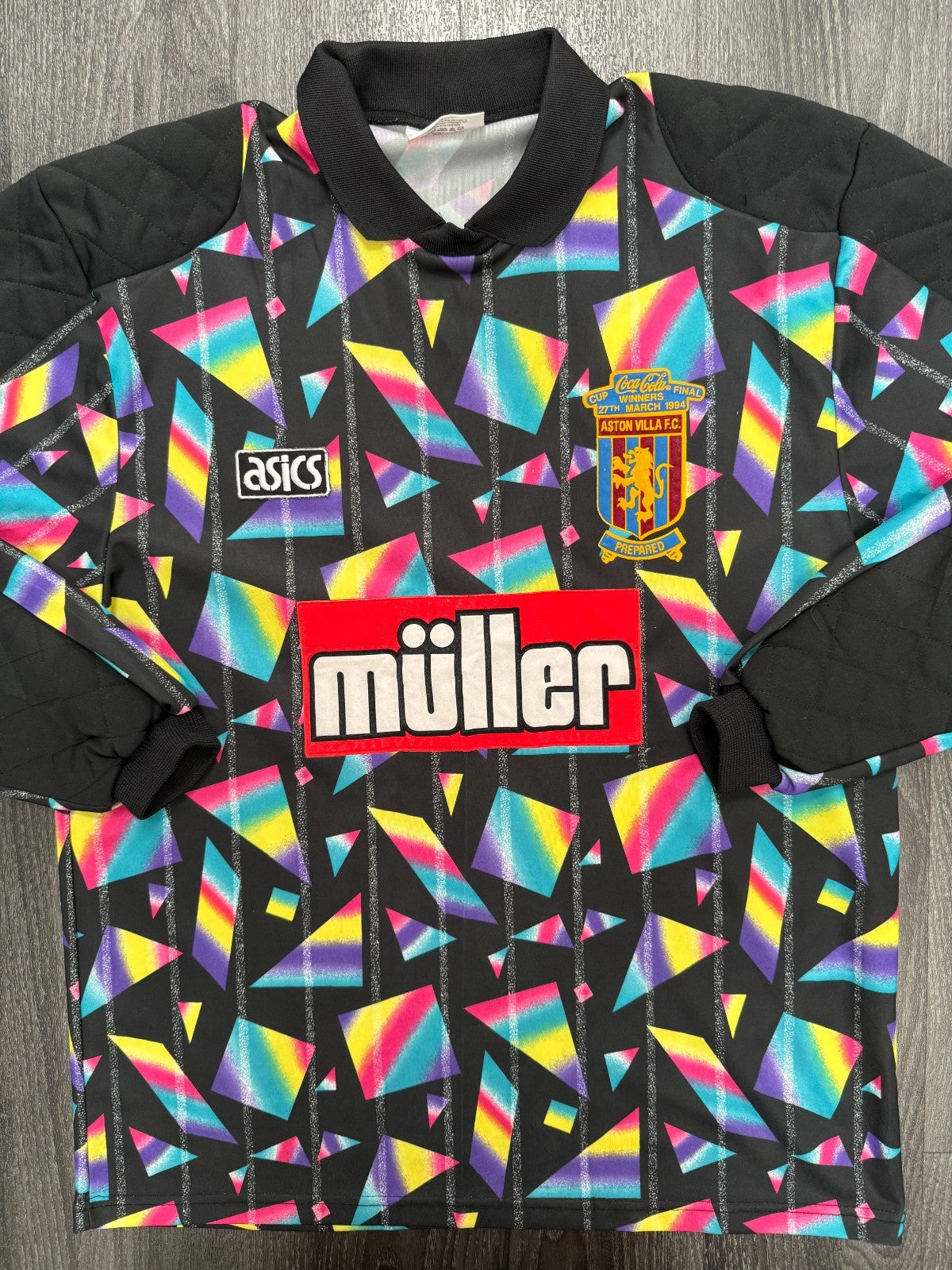 Original Asics Aston Villa 1993/1994 Coca Cola Cup Goalkeeper Shirt Mens XL0