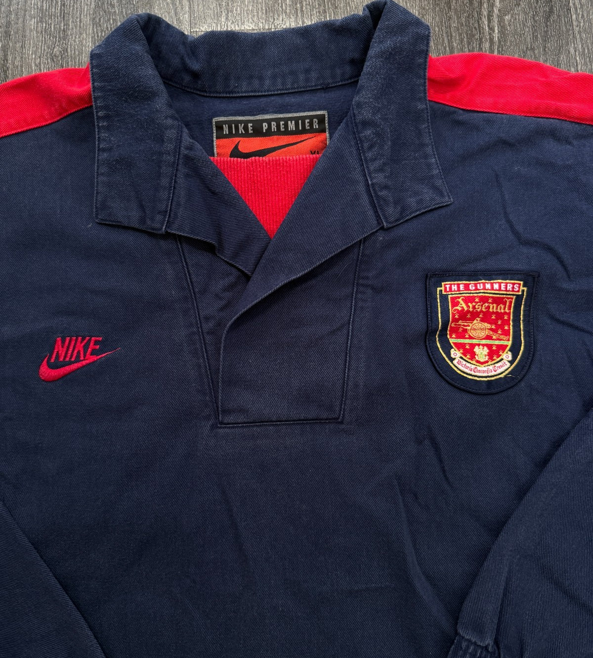 Original Authentic Nike Arsenal 1995/1996 Denim Drill Top Jacket Mens XL1