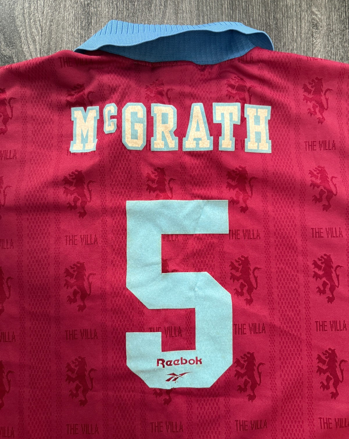 Original Reebok Aston Villa 1995/1996 Home Shirt McGRATH 5 Mens Large2