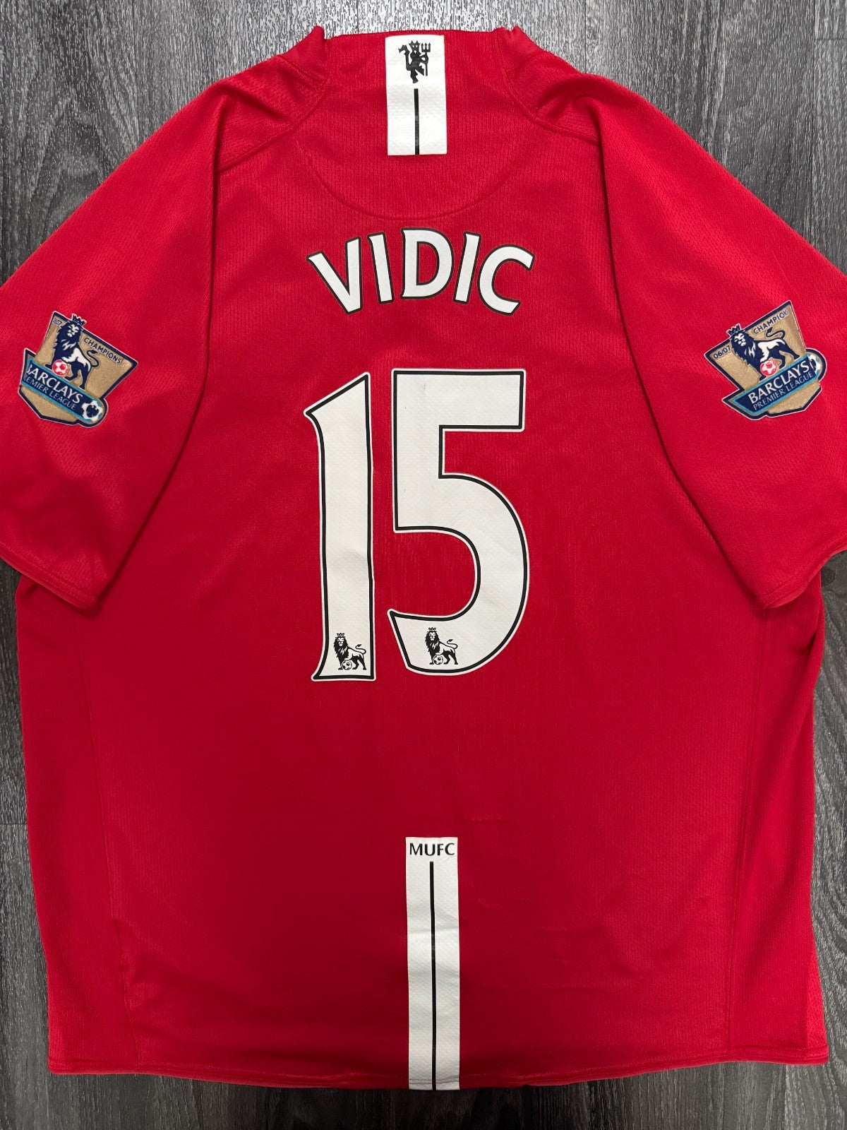Original Nike Manchester United 2007/2008 Home Shirt VIDIC 15 Mens Extra Large0