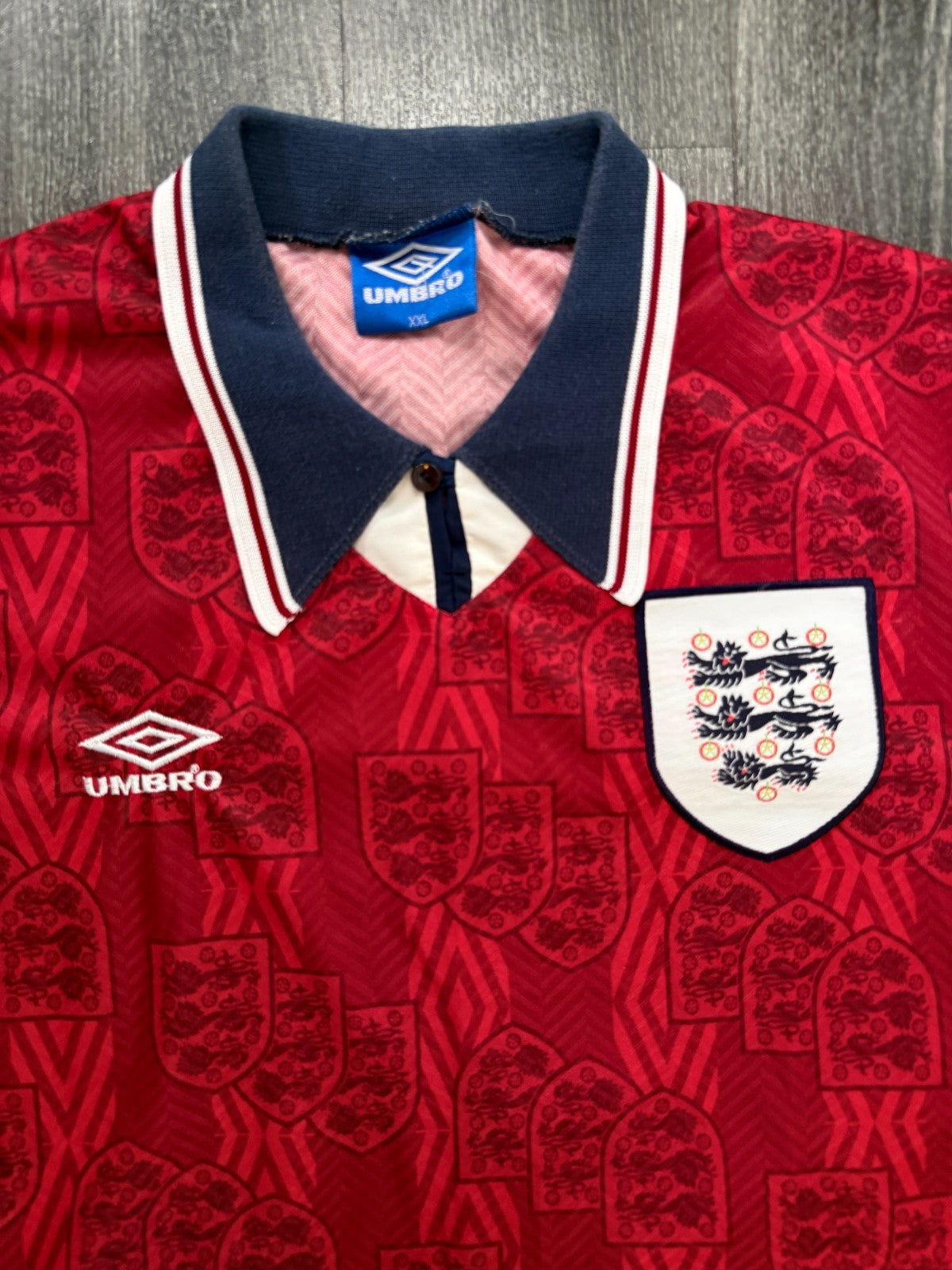 Original Authentic Umbro England 1994 Away Shirt Mens XXL 2XL1