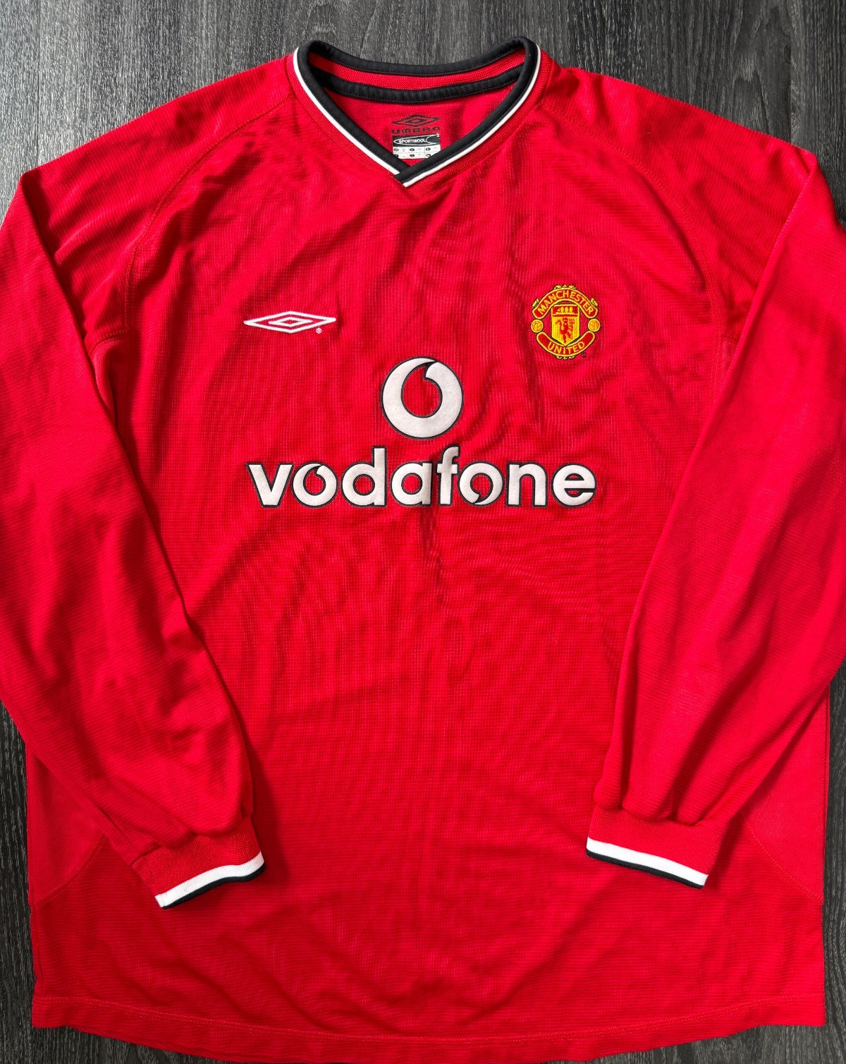 Original Umbro Manchester United 2000/2001 Long Sleeve Home Shirt Mens XXL0