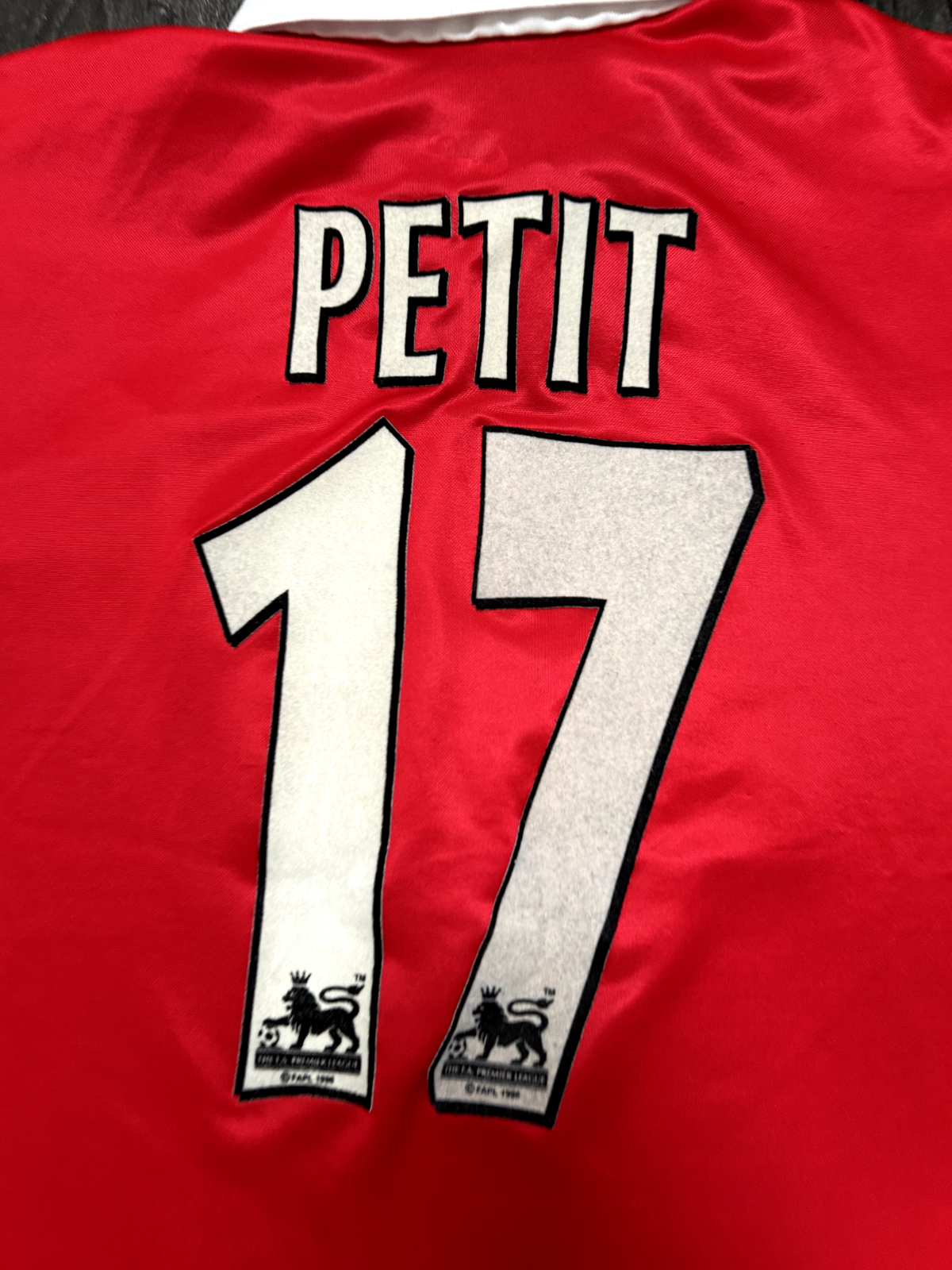 Original Authentic Nike Arsenal 1998/1999 Home Shirt Petit 17 Mens Extra Large10