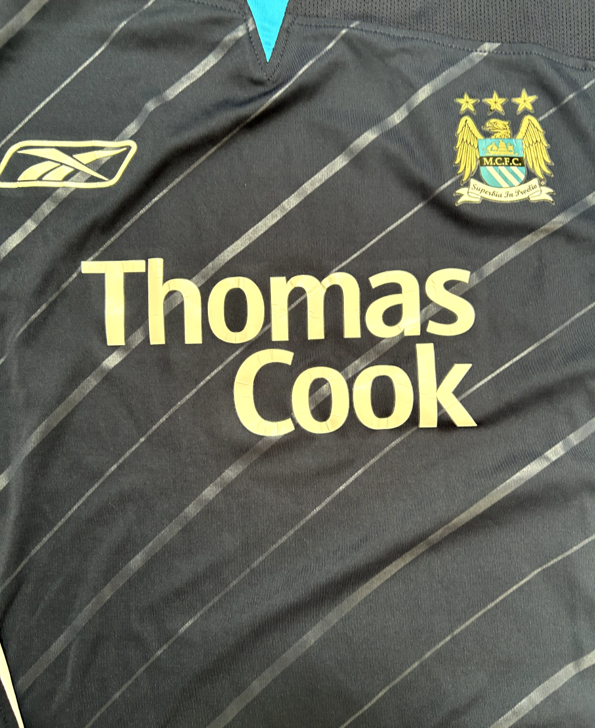 Authentic Reebok Manchester City 2005/2006 Away Shirt Long Sleeves Mens XXL 2XL1