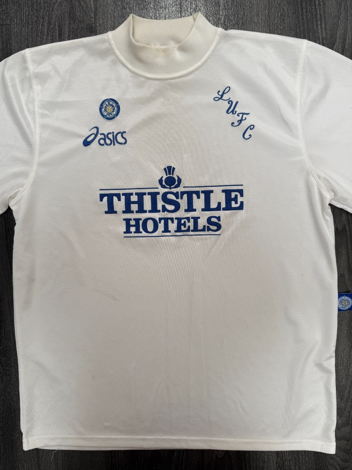 Original Authentic Asics Leeds United 1995/1996 Home Shirt Mens Extra Large0