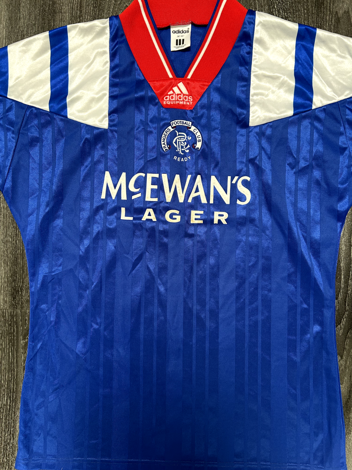 Original Authentic Adidas Rangers 1992/1993 Home Shirt Mens Medium0