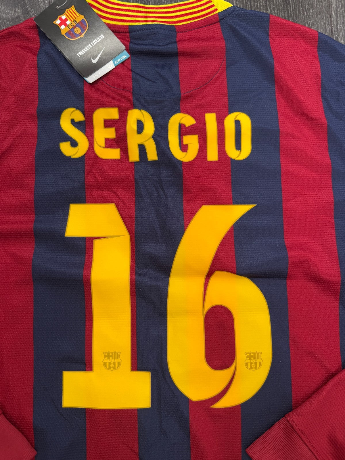 BNWT Original Nike Barcelona 2013/2014 Long Sleeve Home Shirt SERGIO 16 Mens S8