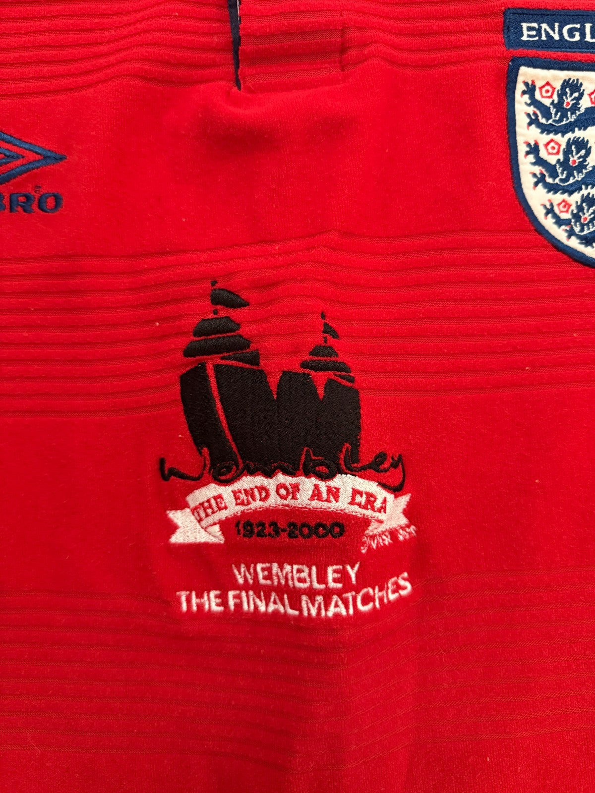 Original Umbro England 2000 Away Shirt 'WEMBLEY FINAL MATCHES' Mens XL3