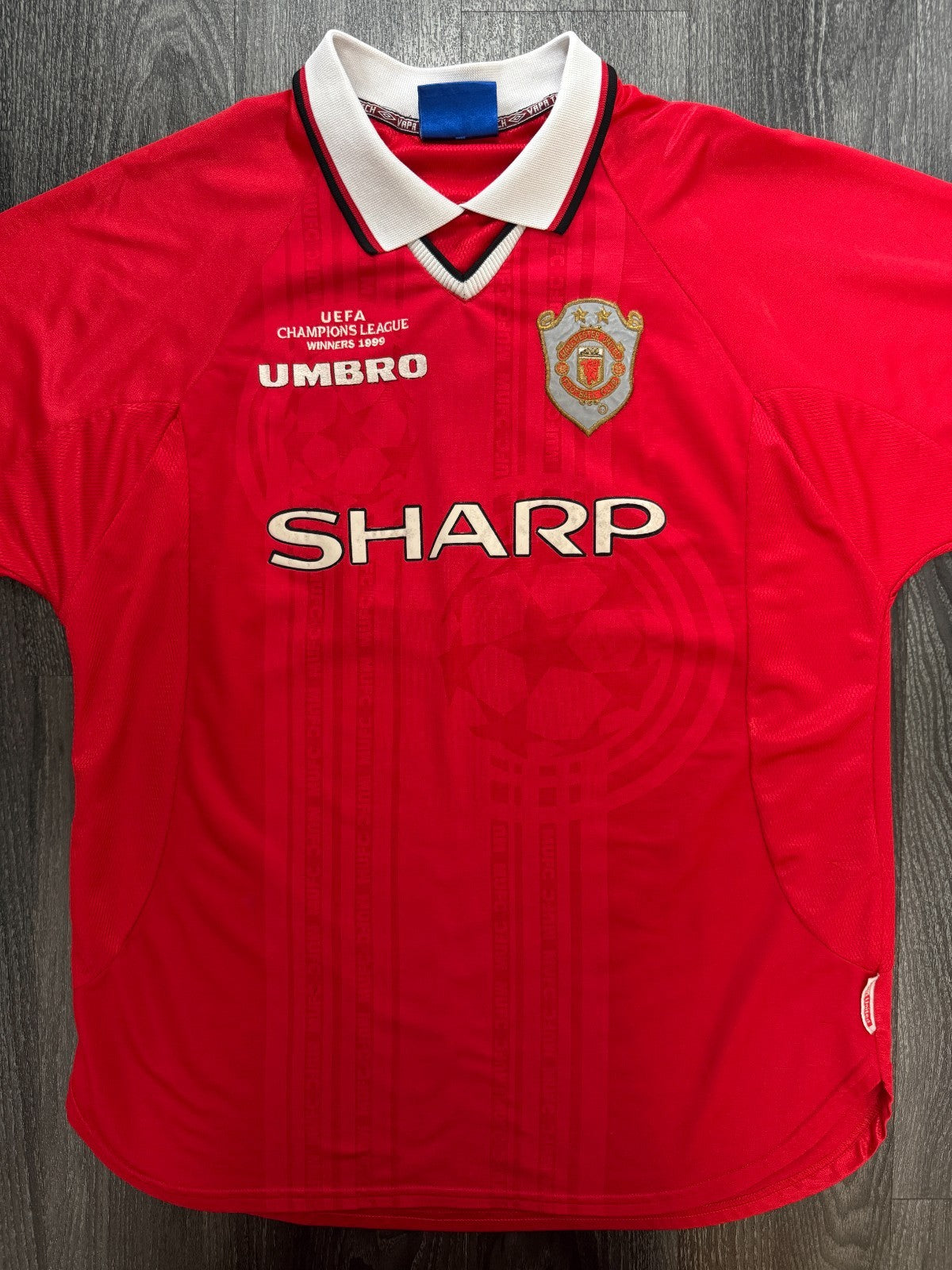 Original Umbro Manchester United 1999 Champions League Home Shirt Mens XL0