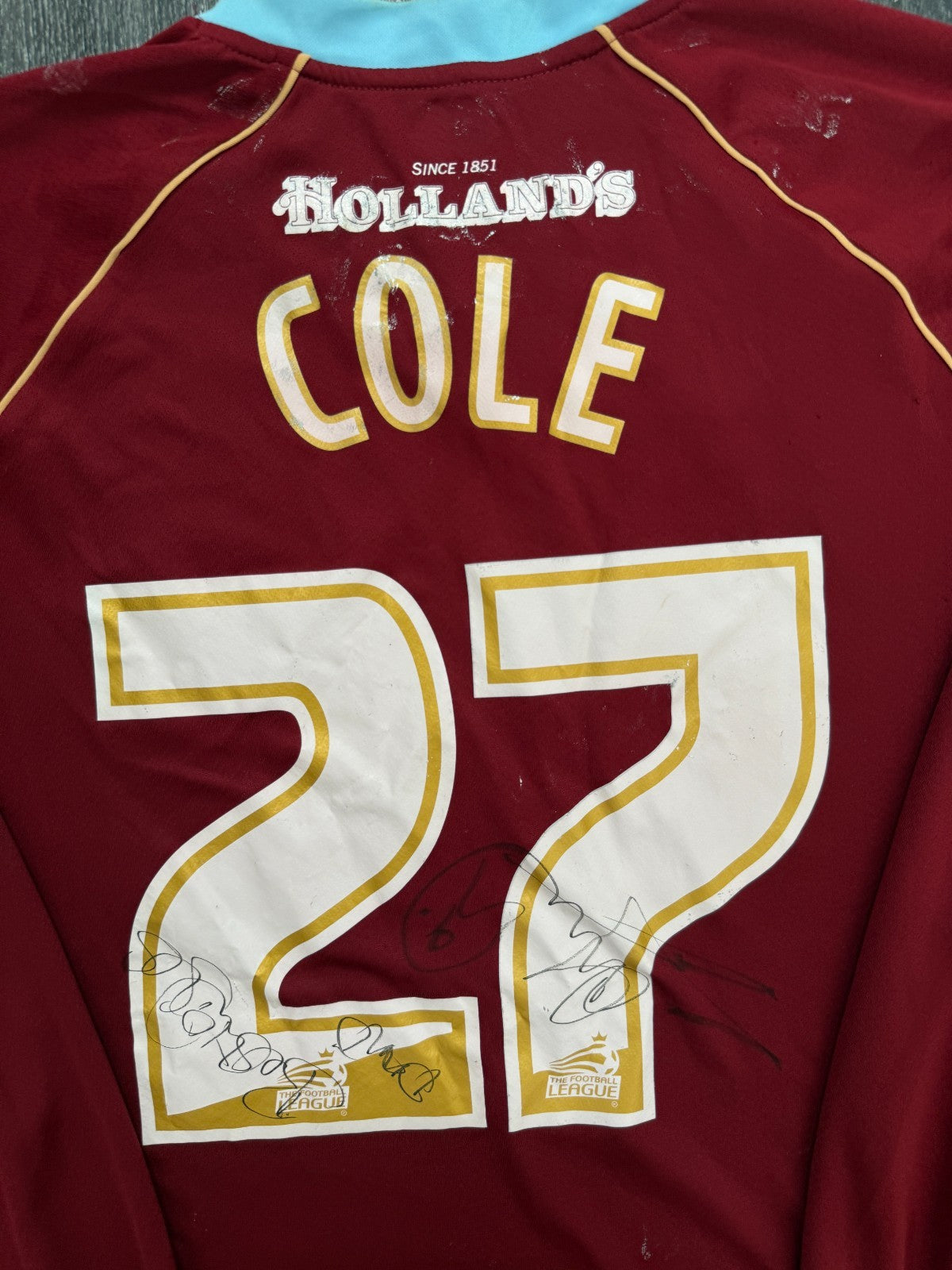 MATCH WORN Errea Burnley 2007/2008 Long Sleeve Home Shirt COLE 27 Mens XL1