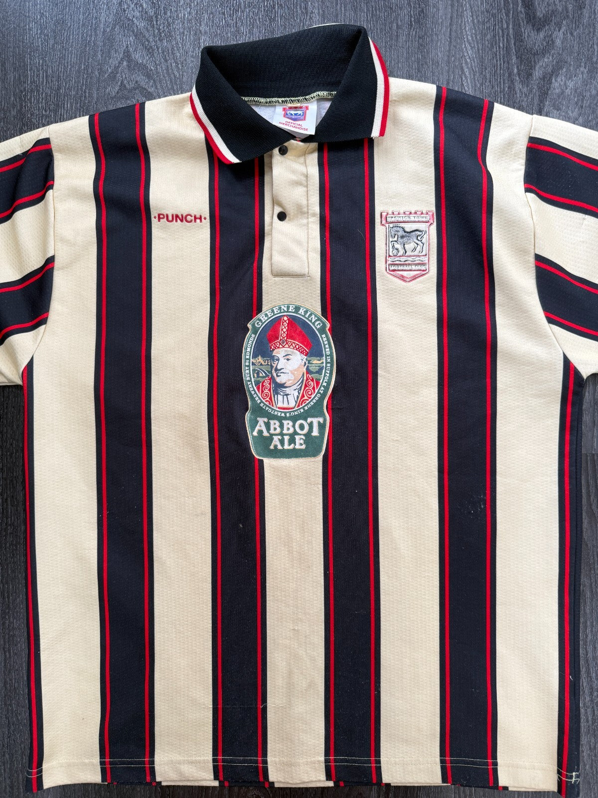 Original Authentic PUNCH Ipswich Town 1996/1997 Away Shirt Mens Extra Large0