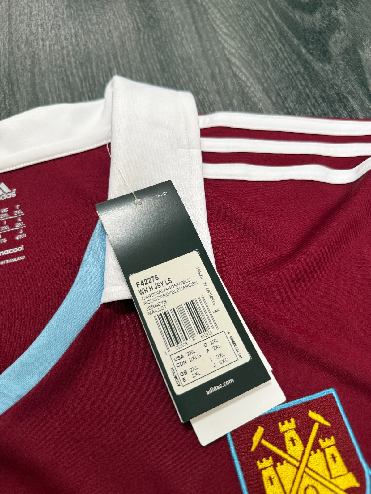BNWT Original Adidas West Ham United 2013/2014 Long Sleeve Home Shirt Mens XXL3