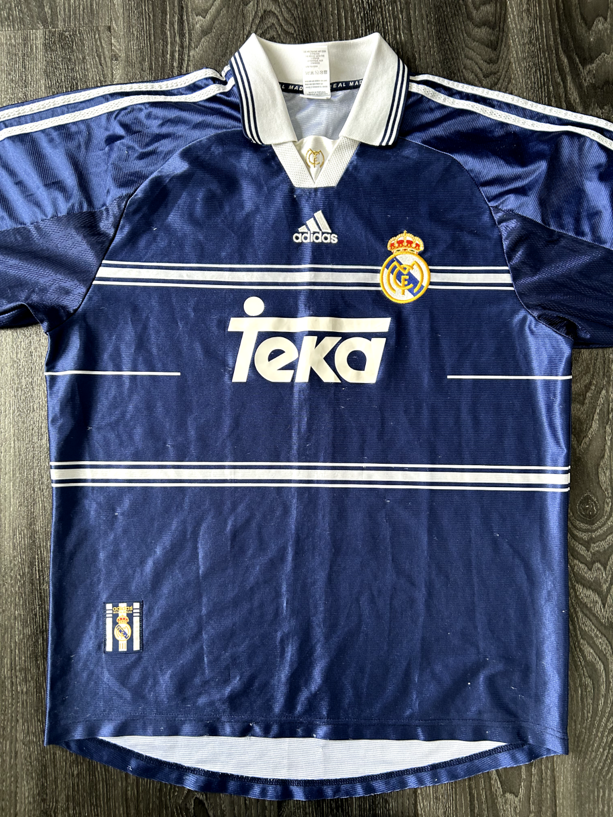 Original Authentic Adidas Real Madrid 1998/1999 Away Shirt Large Mens0