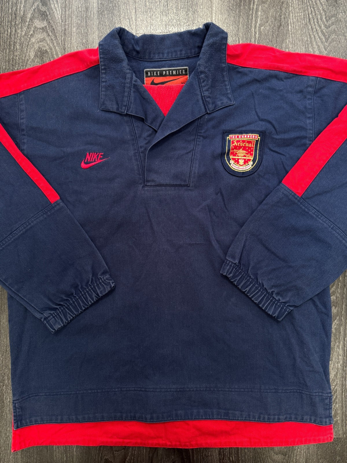 Original Authentic Nike Arsenal 1995/1996 Denim Drill Top Jacket Mens XL0