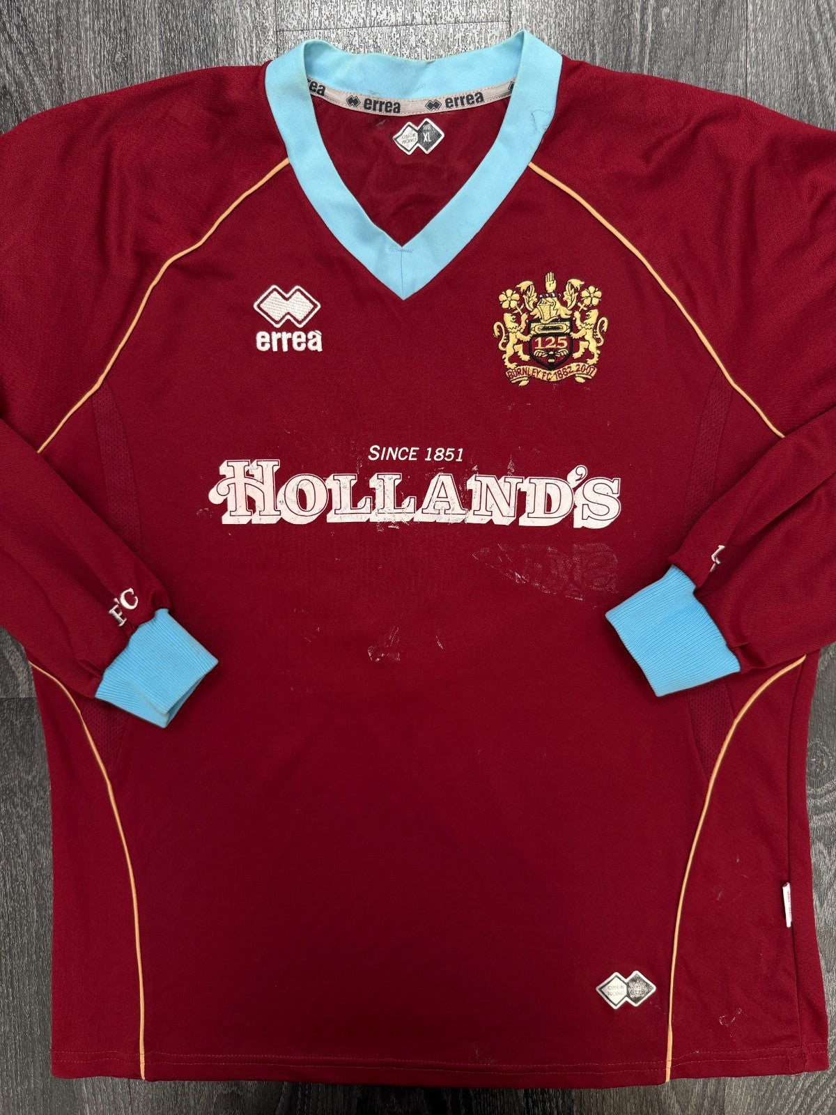 MATCH WORN Errea Burnley 2007/2008 Long Sleeve Home Shirt COLE 27 Mens XL4