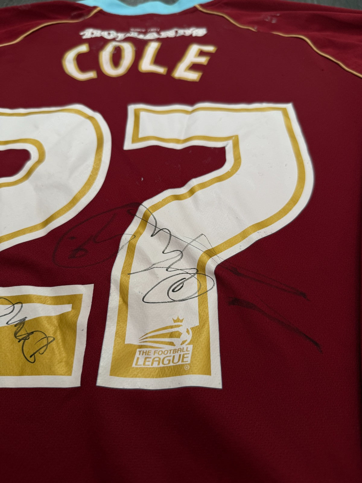 MATCH WORN Errea Burnley 2007/2008 Long Sleeve Home Shirt COLE 27 Mens XL13