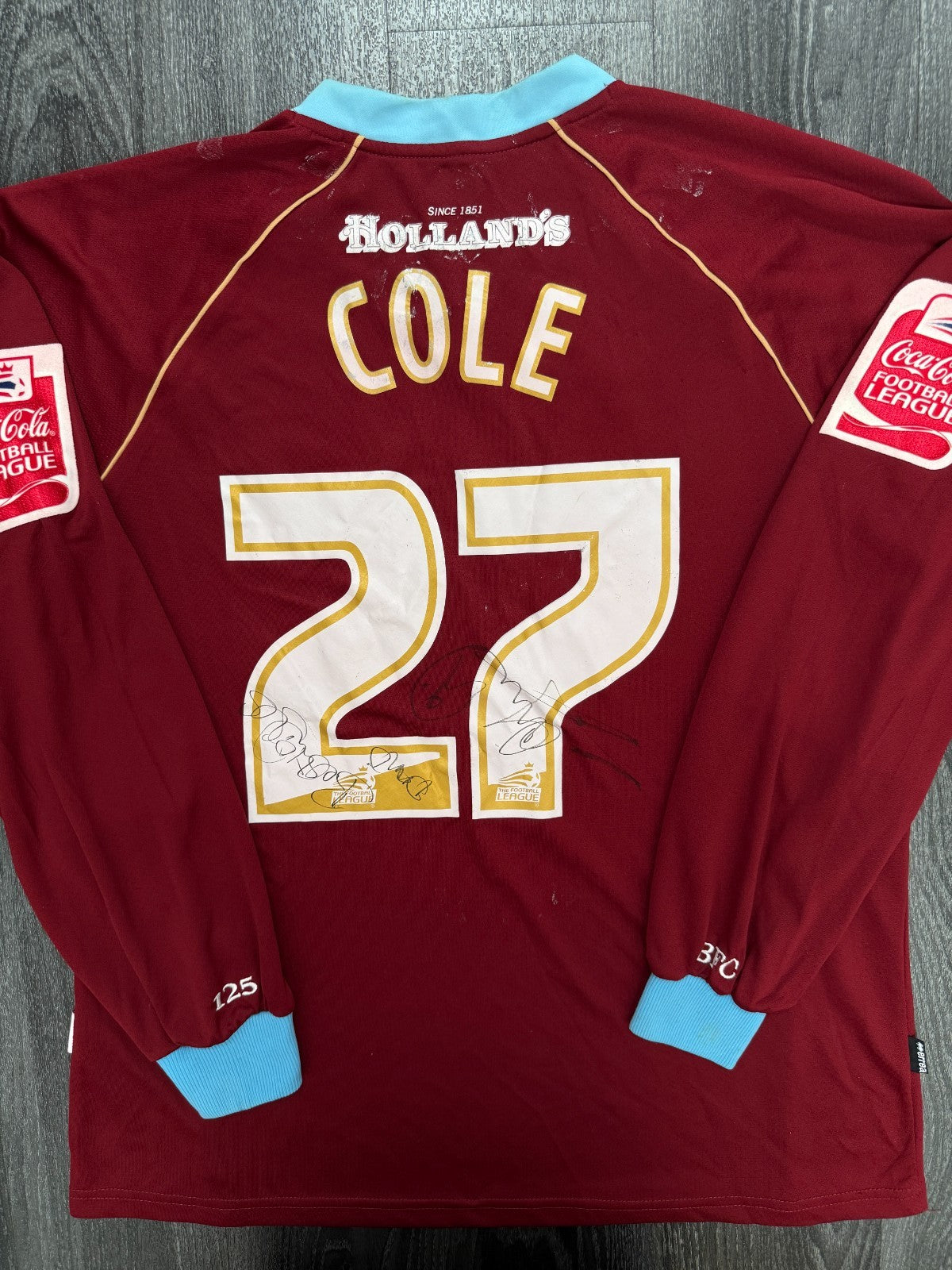 MATCH WORN Errea Burnley 2007/2008 Long Sleeve Home Shirt COLE 27 Mens XL0