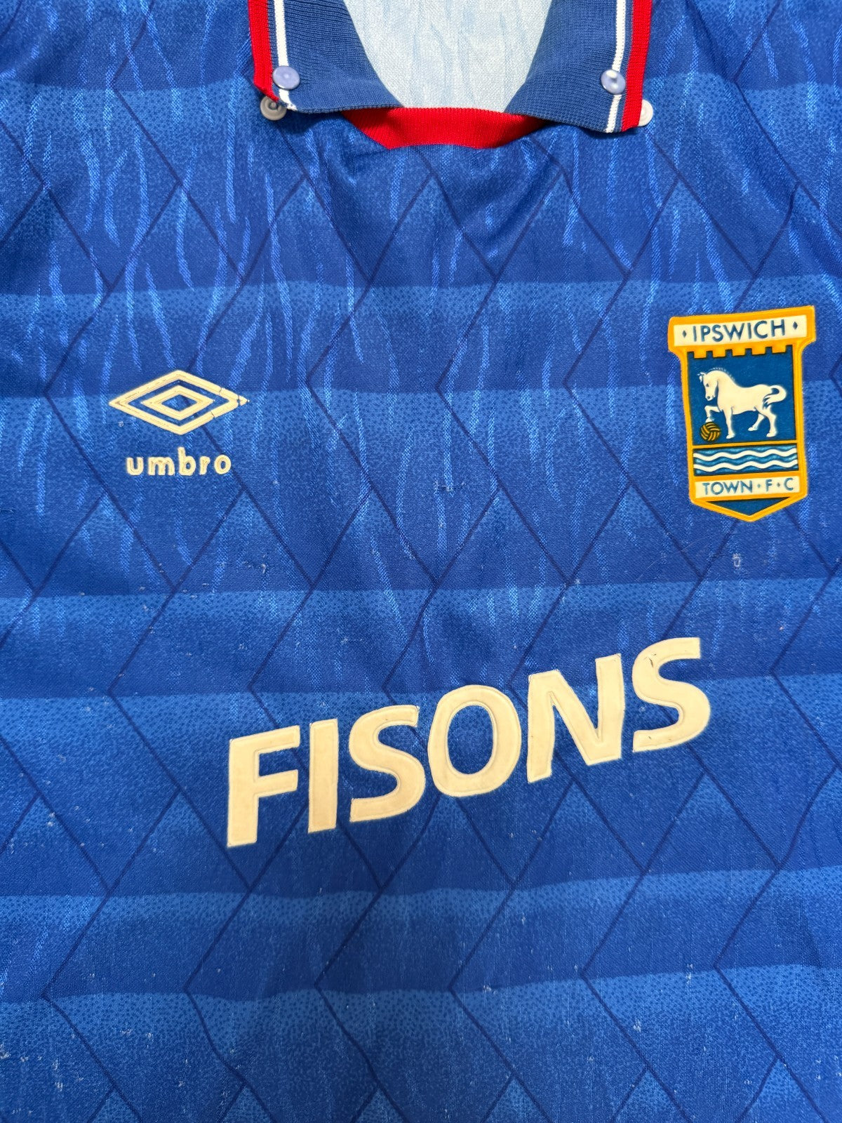 Original Authentic Umbro Ipswich Town 1989/1990 Home Shirt Mens Small1