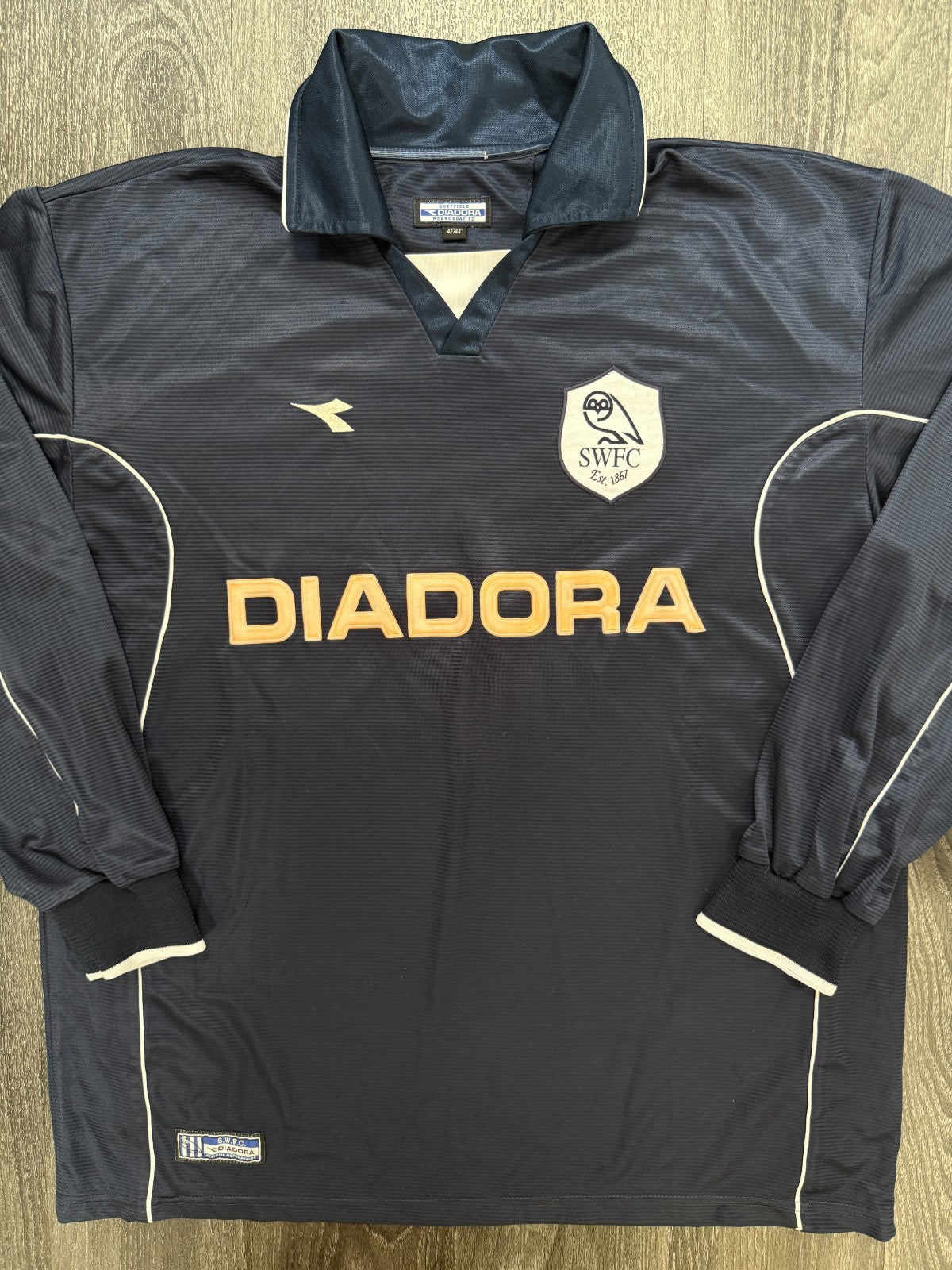Diadora Sheffield Wednesday 2002/2003 Long Sleeve Away Shirt Mens large0
