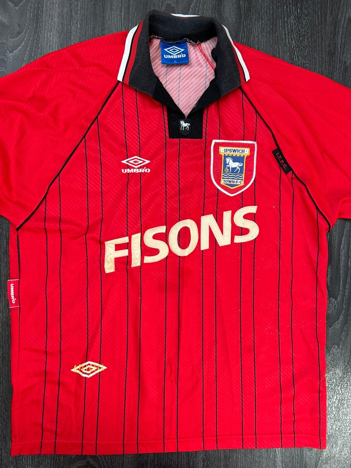 Original Authentic Umbro Ipswich Town 1993/1994 Away Shirt Mens Extra Large XL0