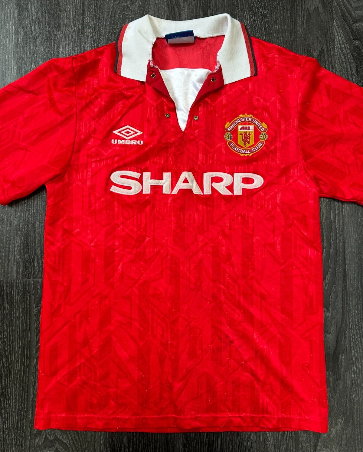 Original Authentic Umbro Manchester United 1992/1993 Home Shirt Mens Medium0