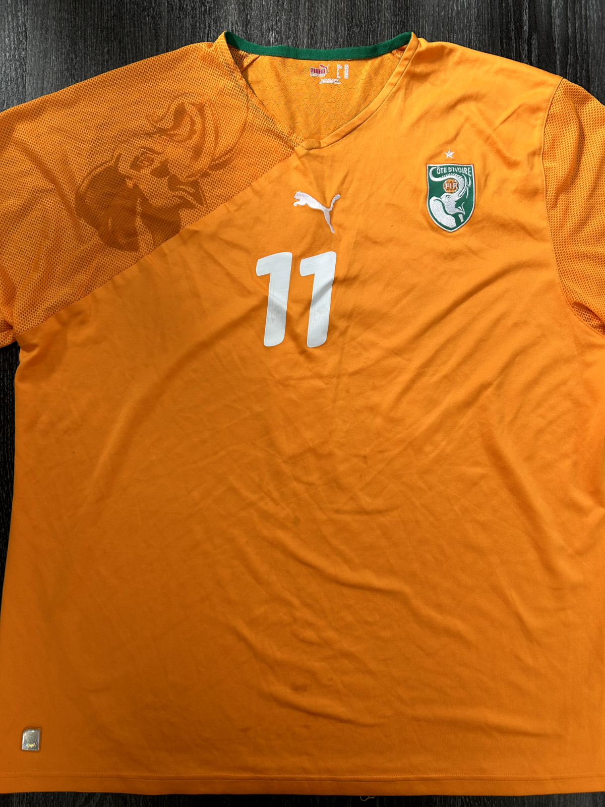 Original Authentic Puma Ivory Coast 2010 Home Shirt Drogba 11 Mens XXXL 3XL1