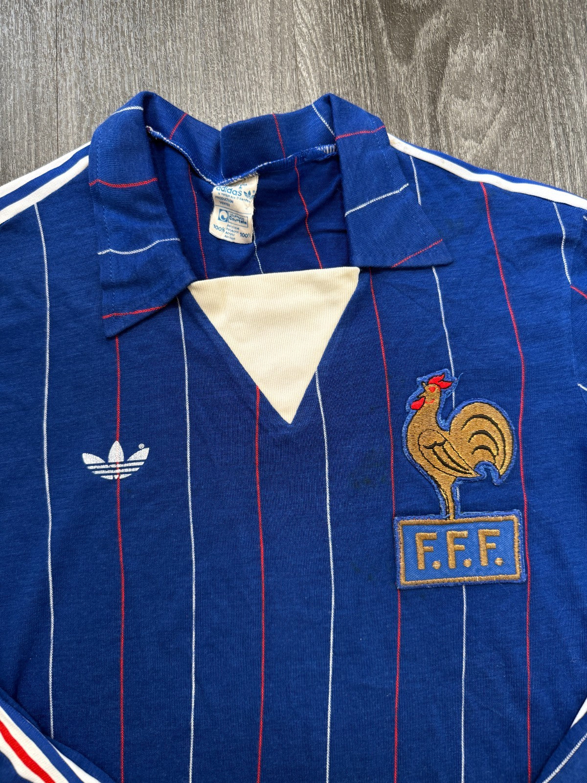 Original Adidas France Football 1982 Long Sleeve Home Shirt Mens Small1