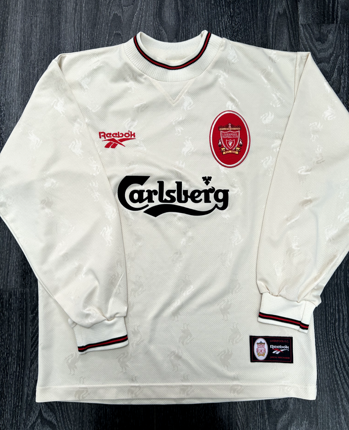 Original Authentic Reebok Liverpool 1996/1997 Away Shirt Long Sleeve Mens Medium0