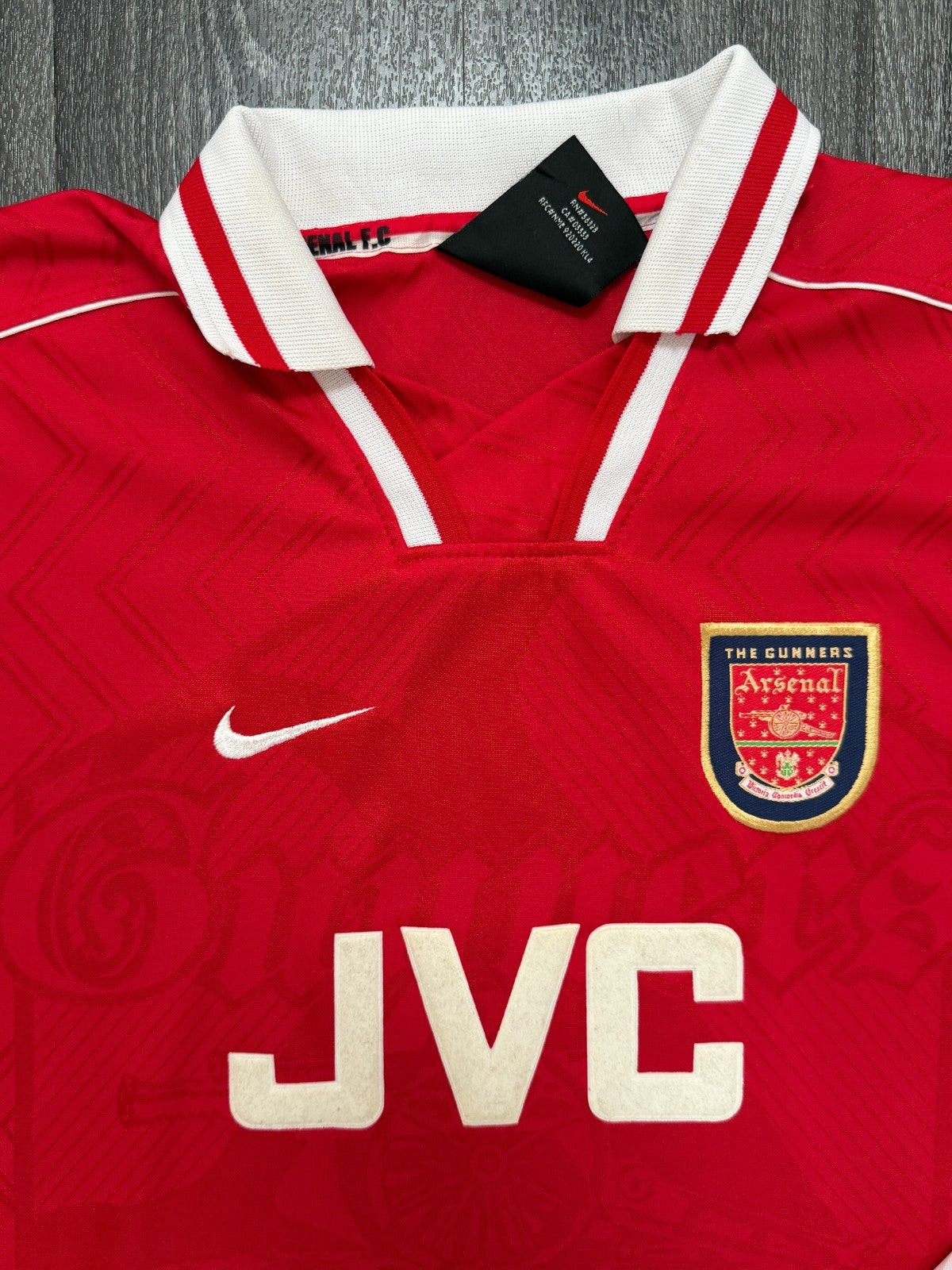 Original Nike Arsenal 1996/1997 Long Sleeve Home Shirt Mens XXL 2XL1